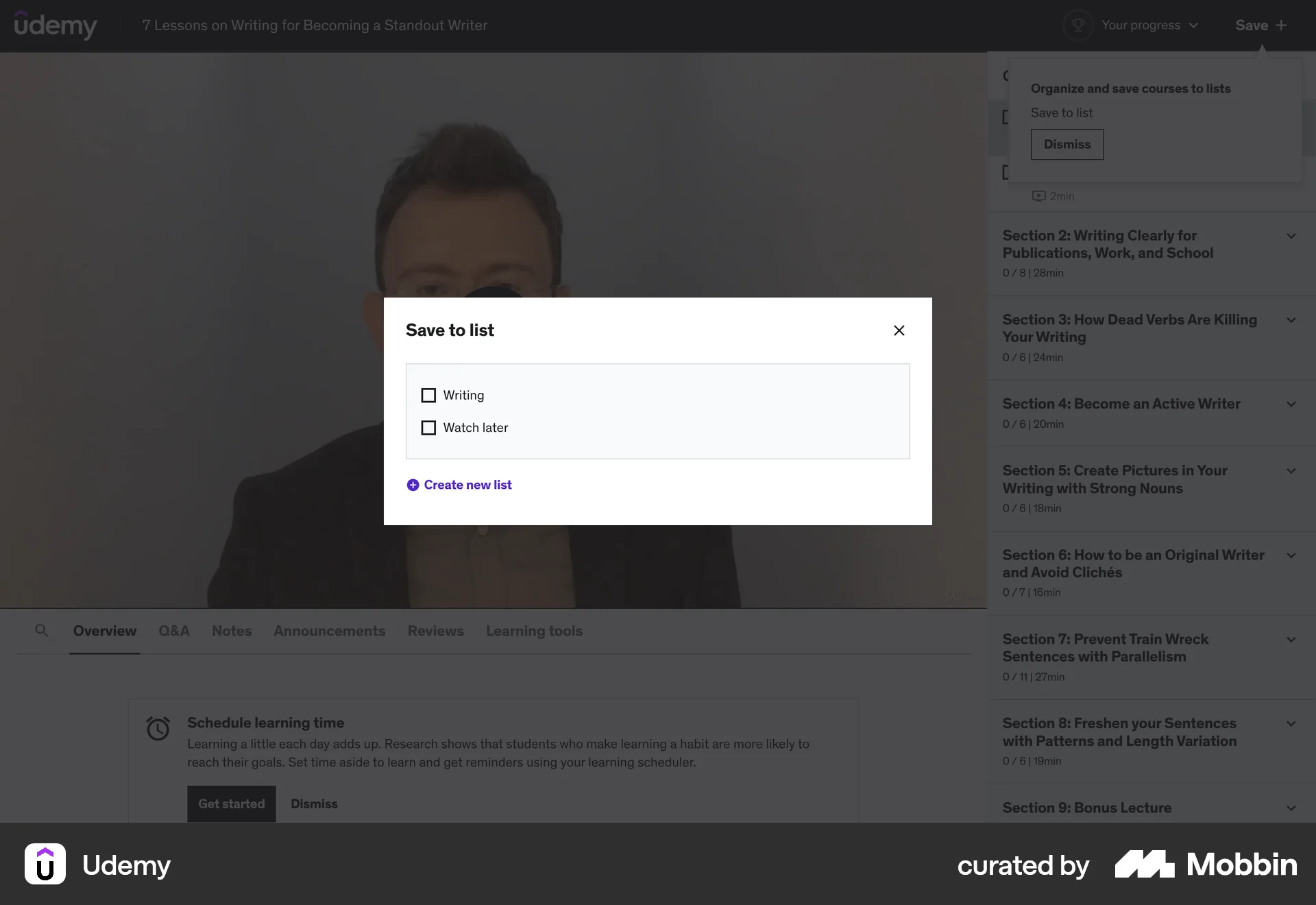 Udemy Web Save screen