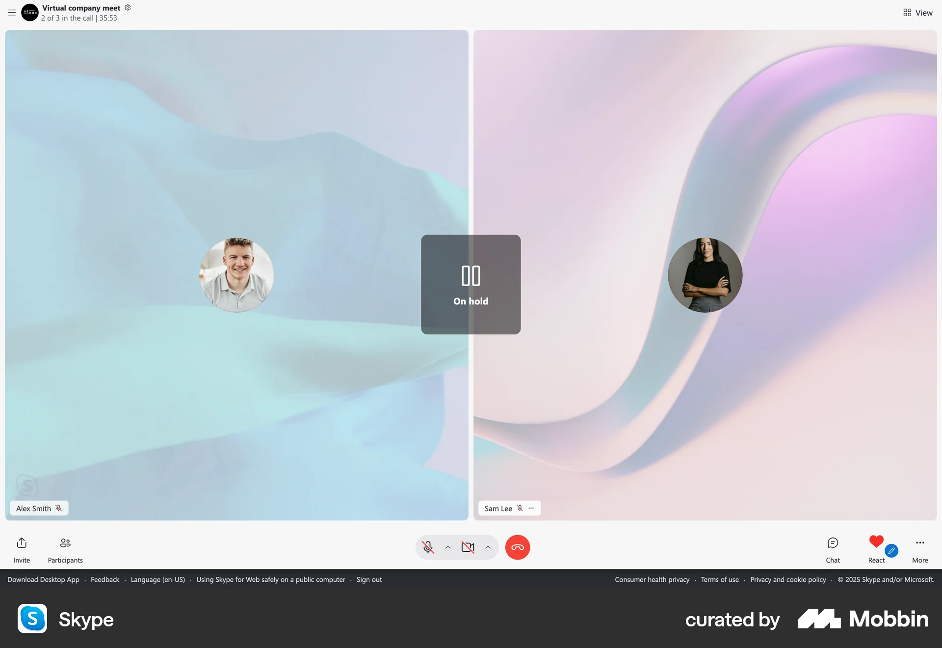 Skype Web Other Action screen