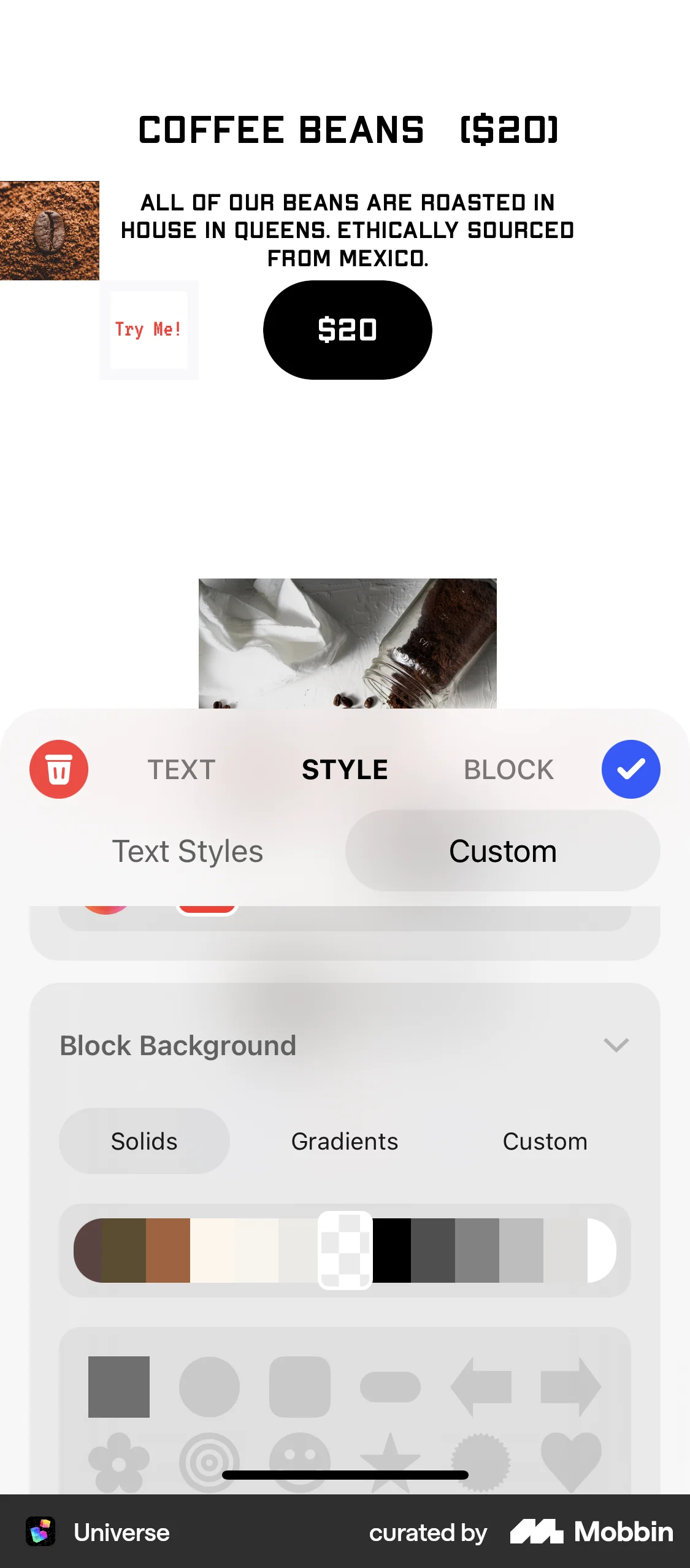 Universe iOS screen containing Color Picker UI element