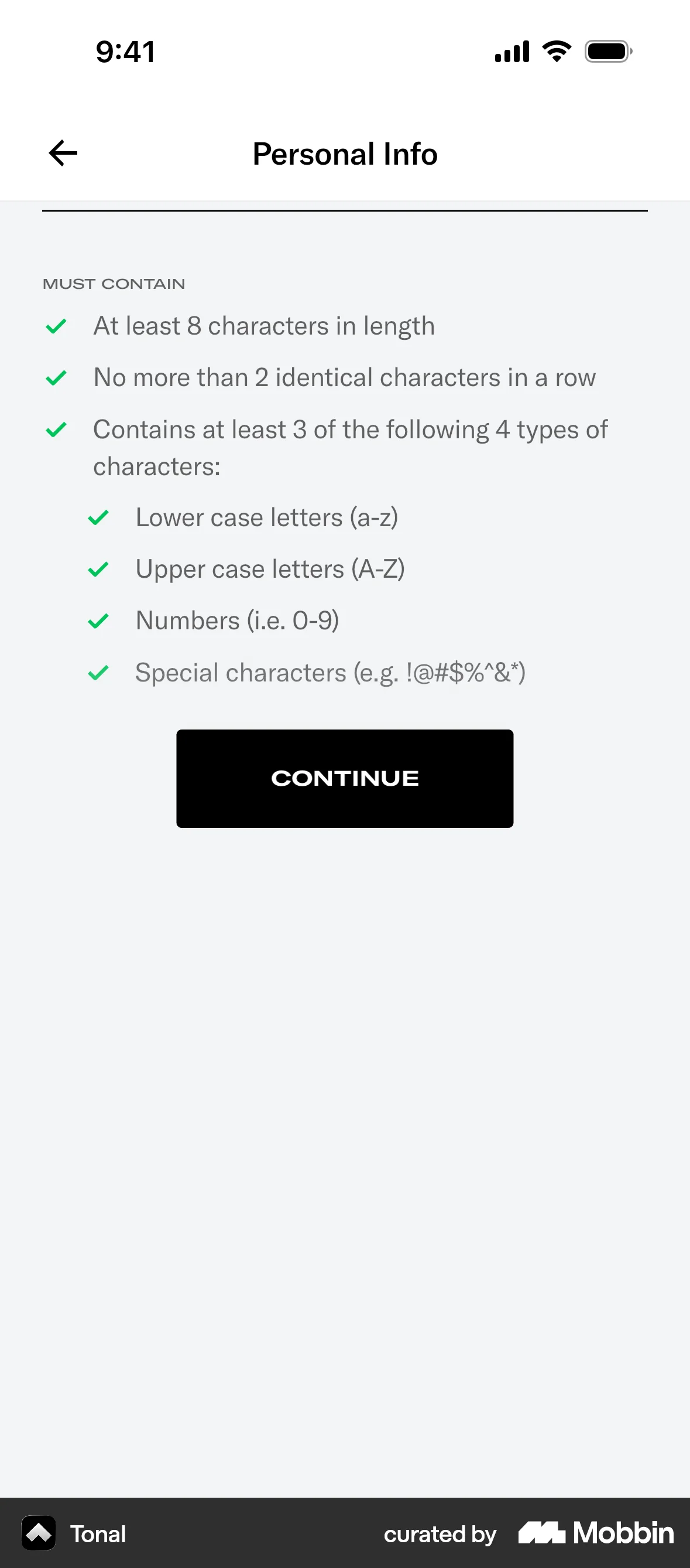 Tonal Onboarding screen