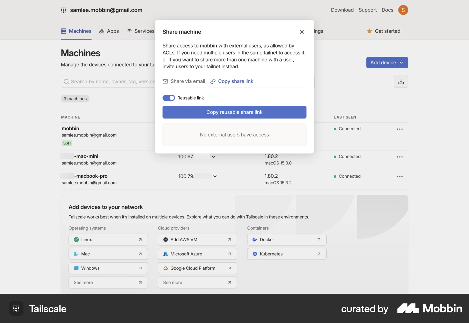 Tailscale Web Utilities App screen