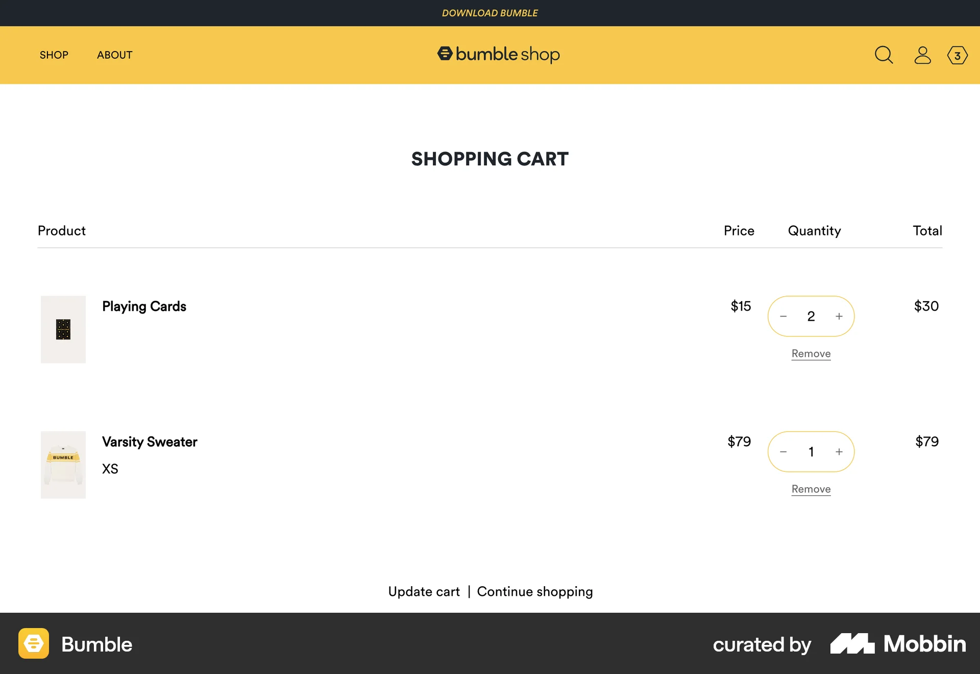 Bumble Web screen containing Stepper UI element
