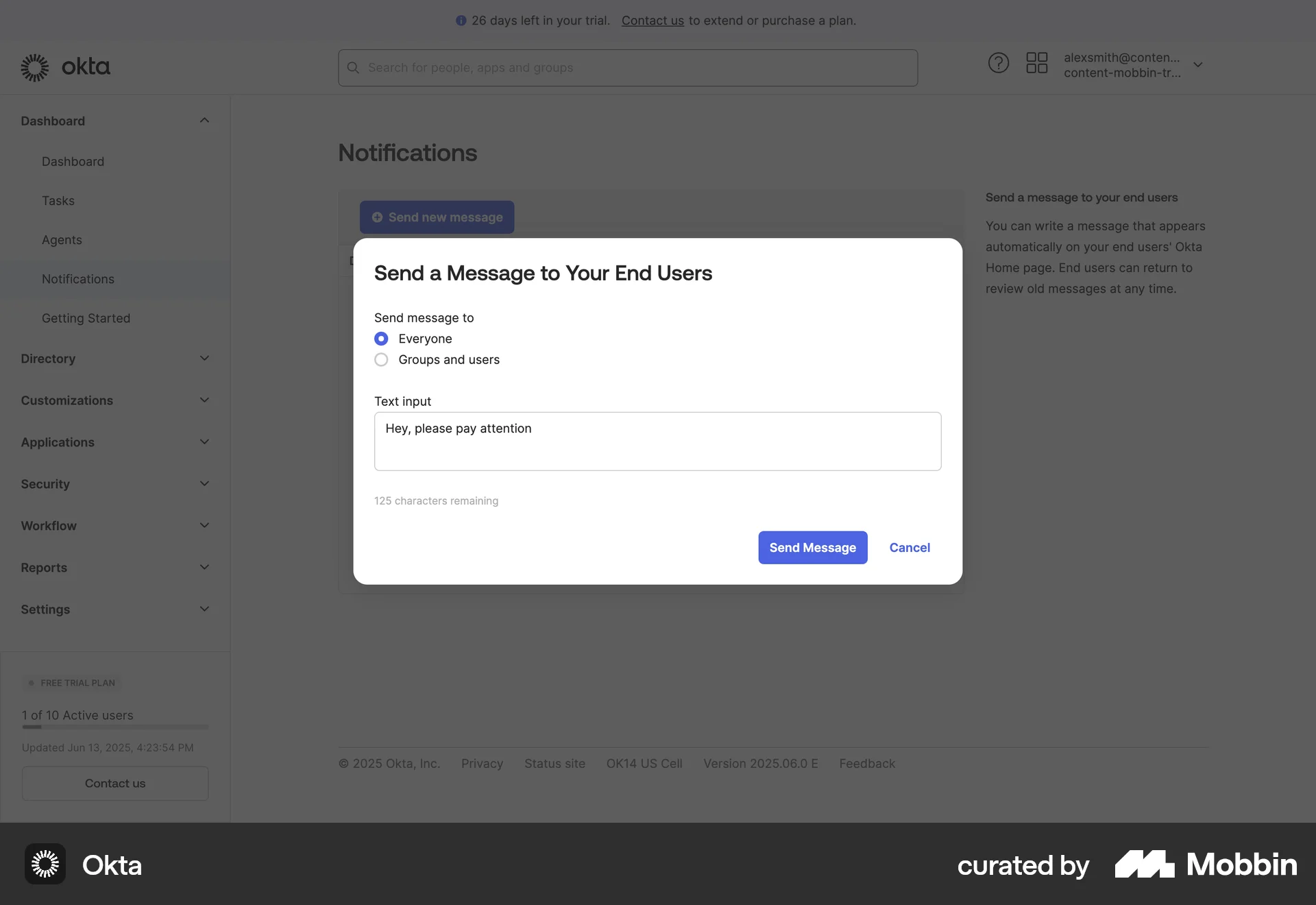 Okta Web screen containing Radio Button UI element
