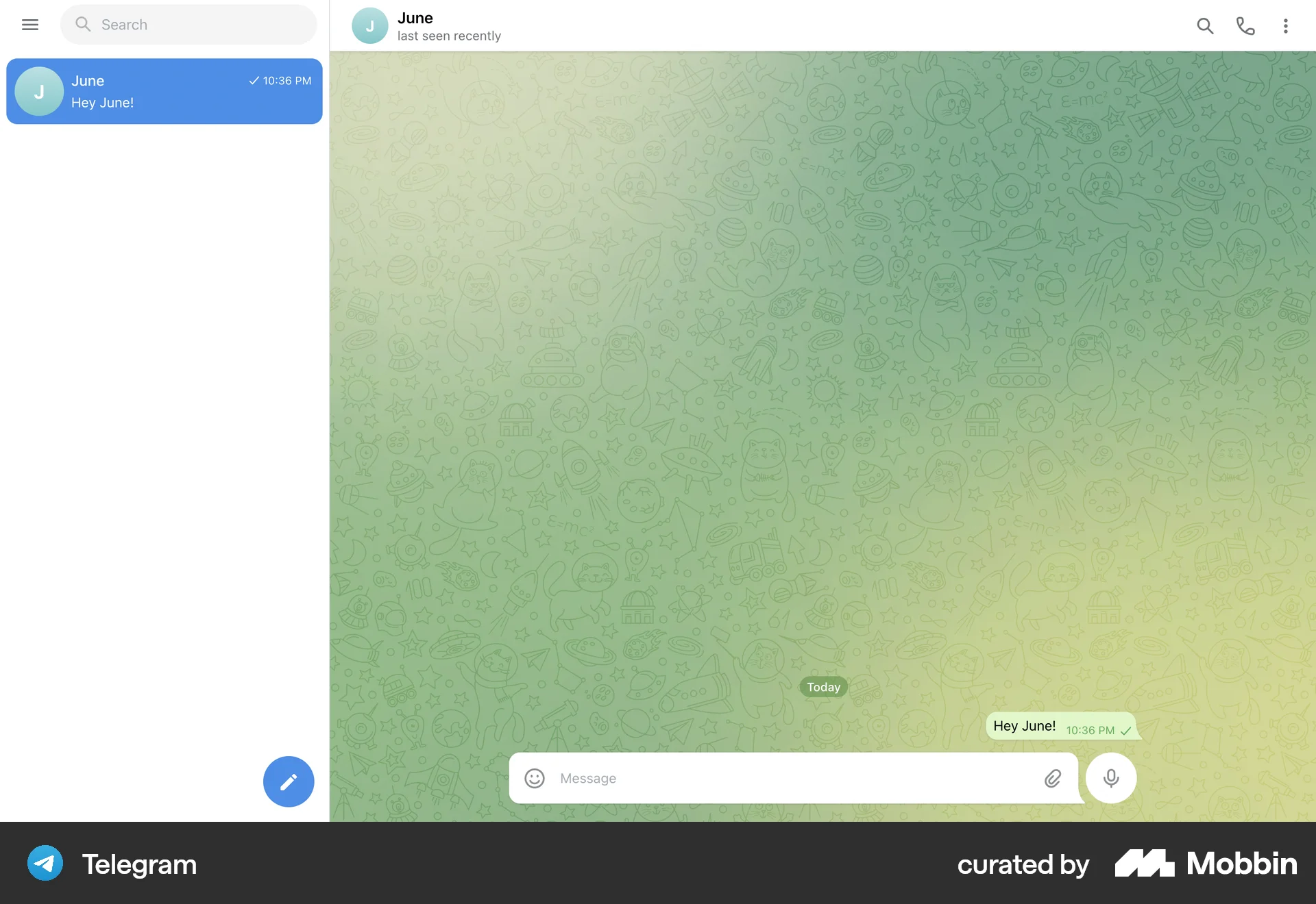 Telegram Web Communication App screen