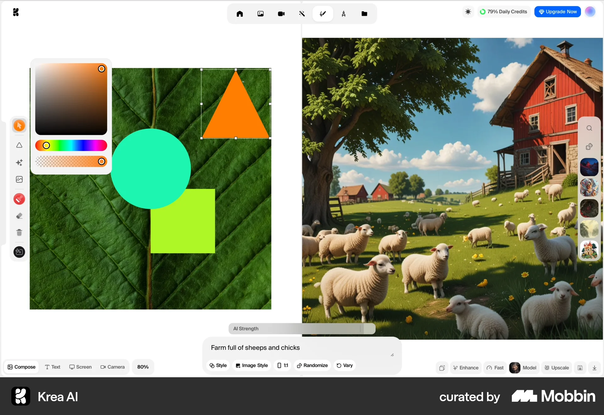 Krea AI Web screen containing Popover UI element