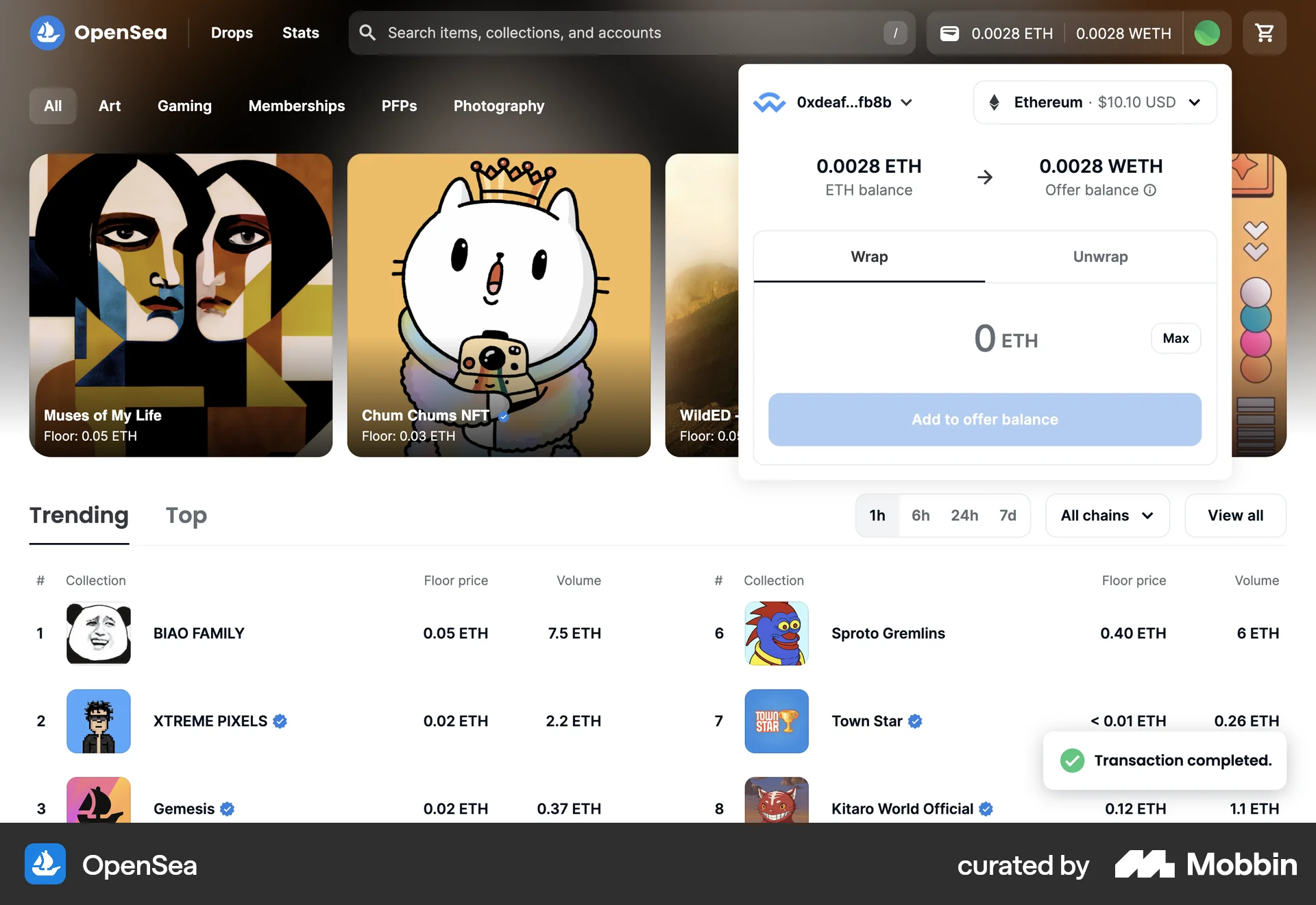 OpenSea Web Transfer & Send Money screen