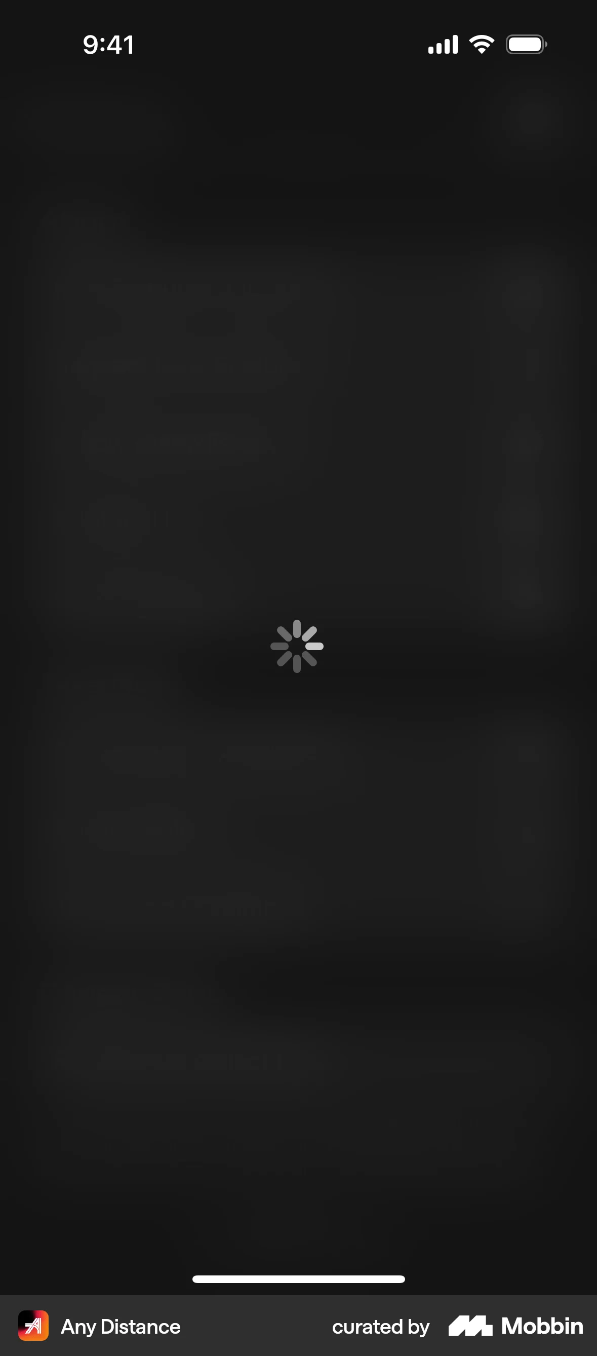 Any Distance iOS screen containing Spinner UI UI element