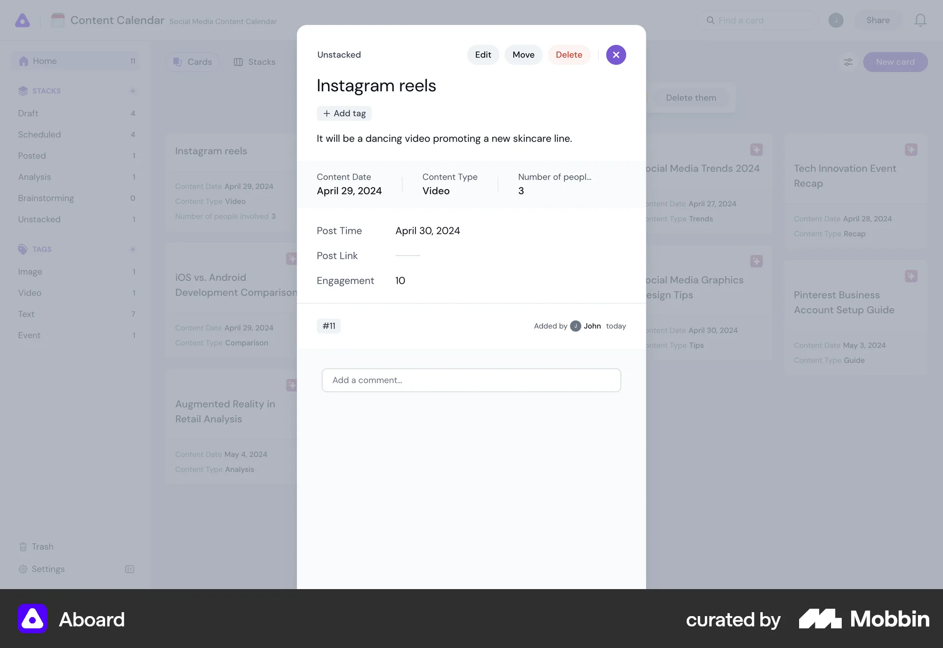 Aboard Web Note Detail screen