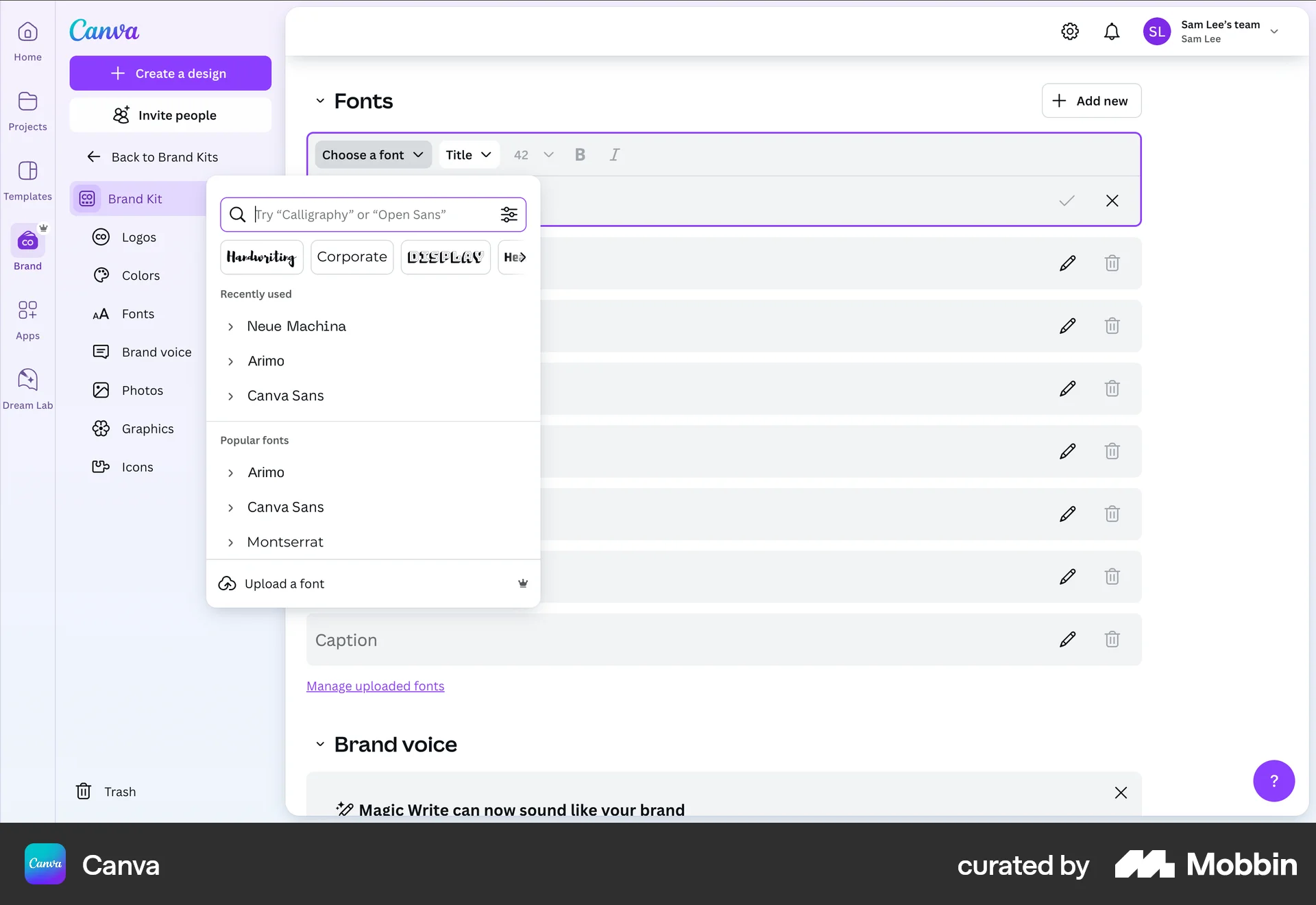 Canva Web Timeline & History screen