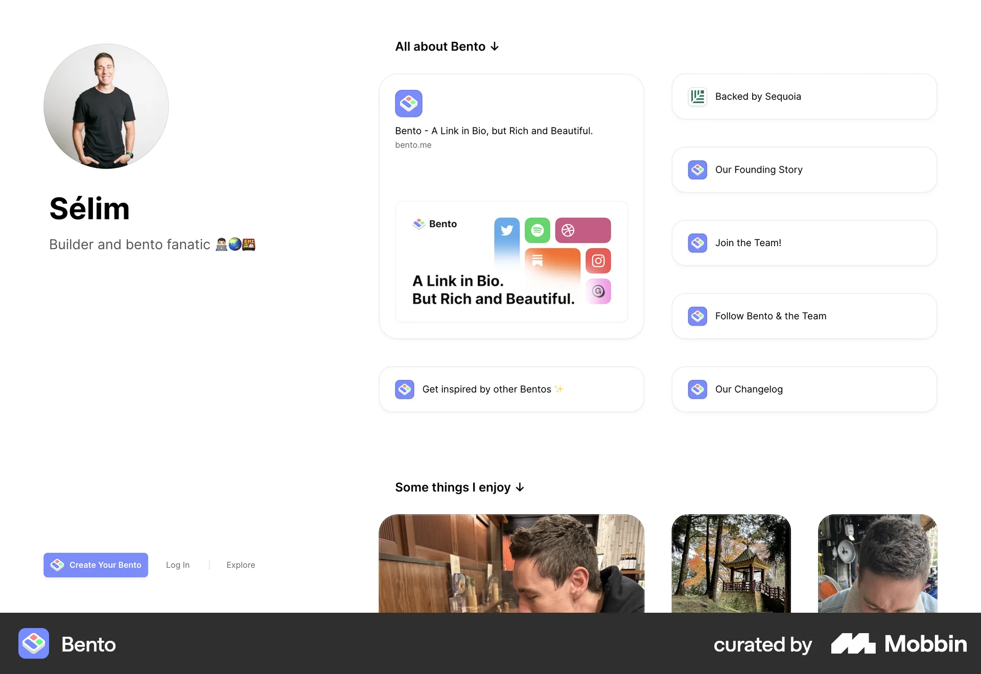 Bento Web Social Networking App screen