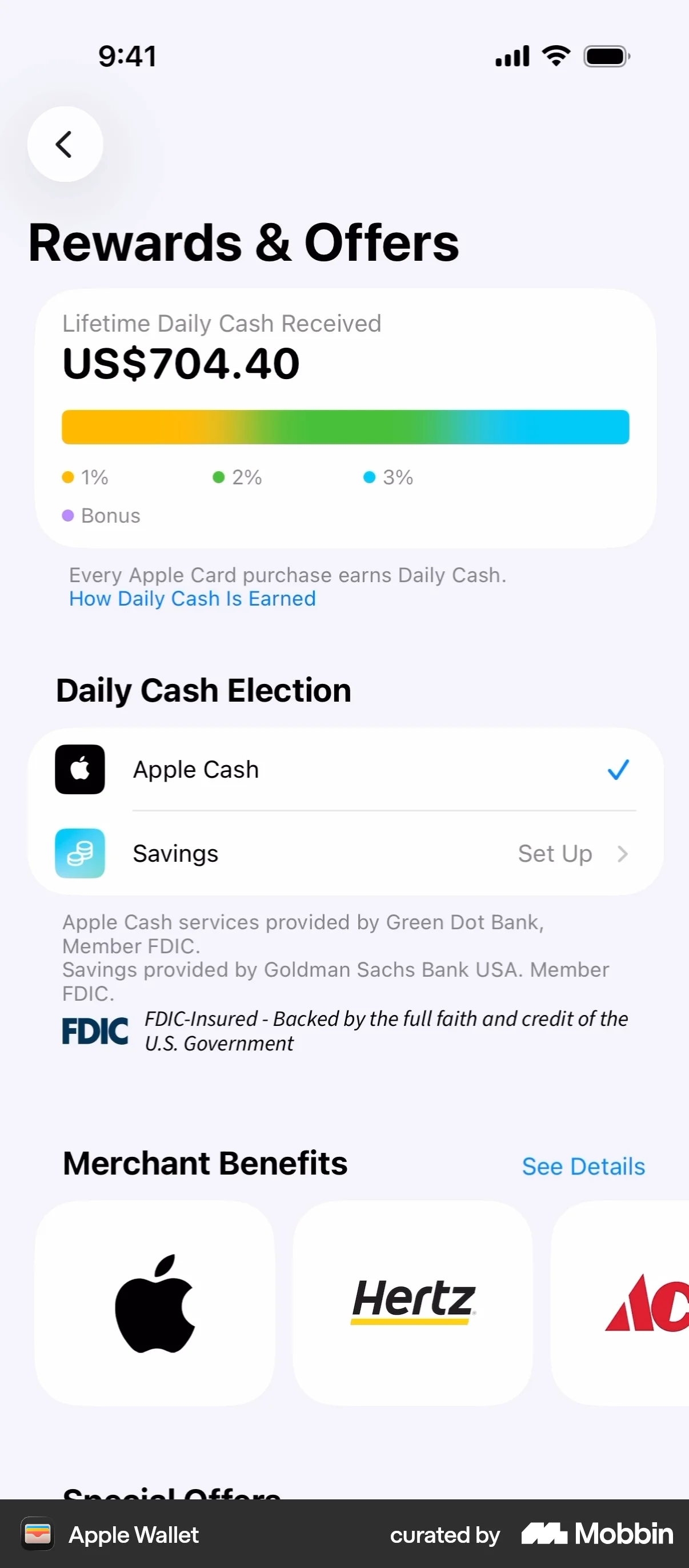 Apple Wallet iOS Mobile App Design screen
