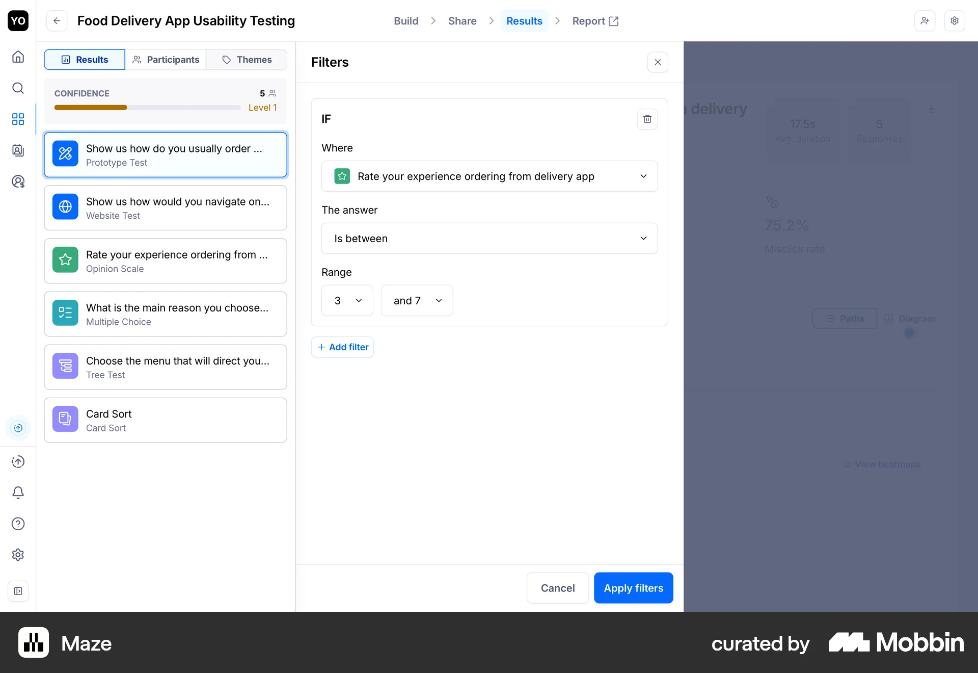 Maze Web screen containing Filter Panel UI UI element