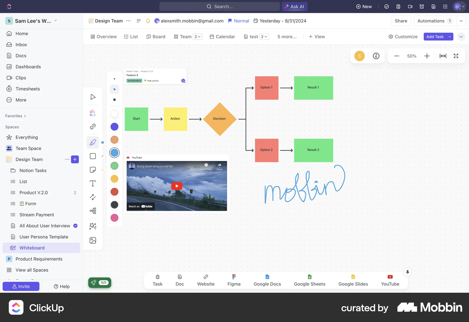 ClickUp Web Draw & Annotate screen