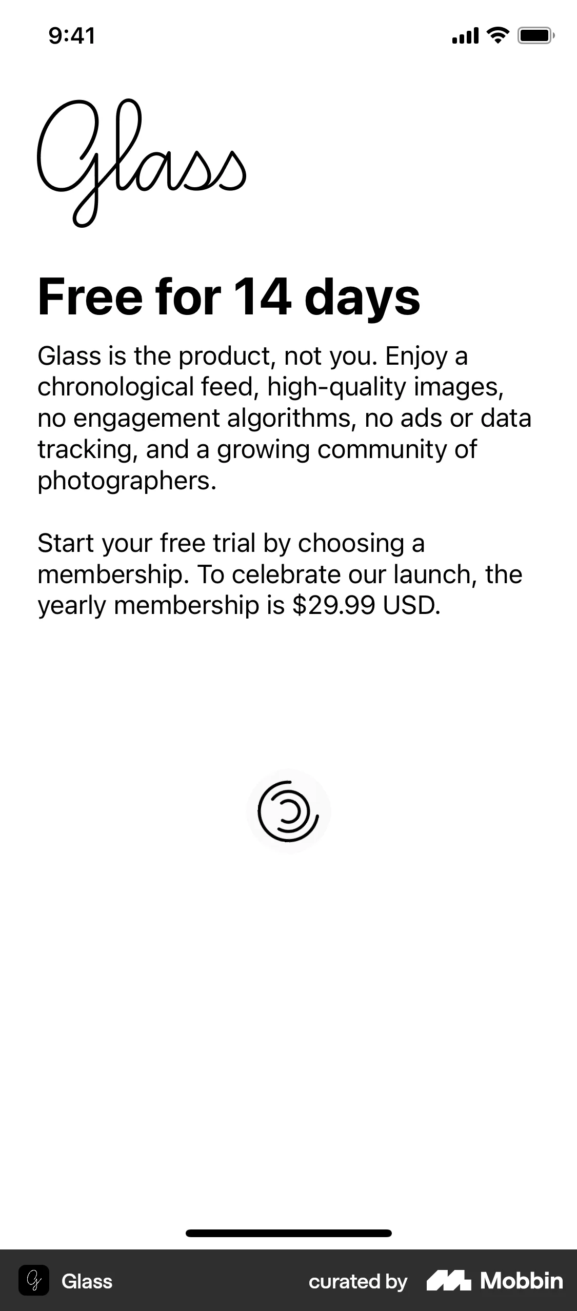 Glass iOS Glassmorphism screen
