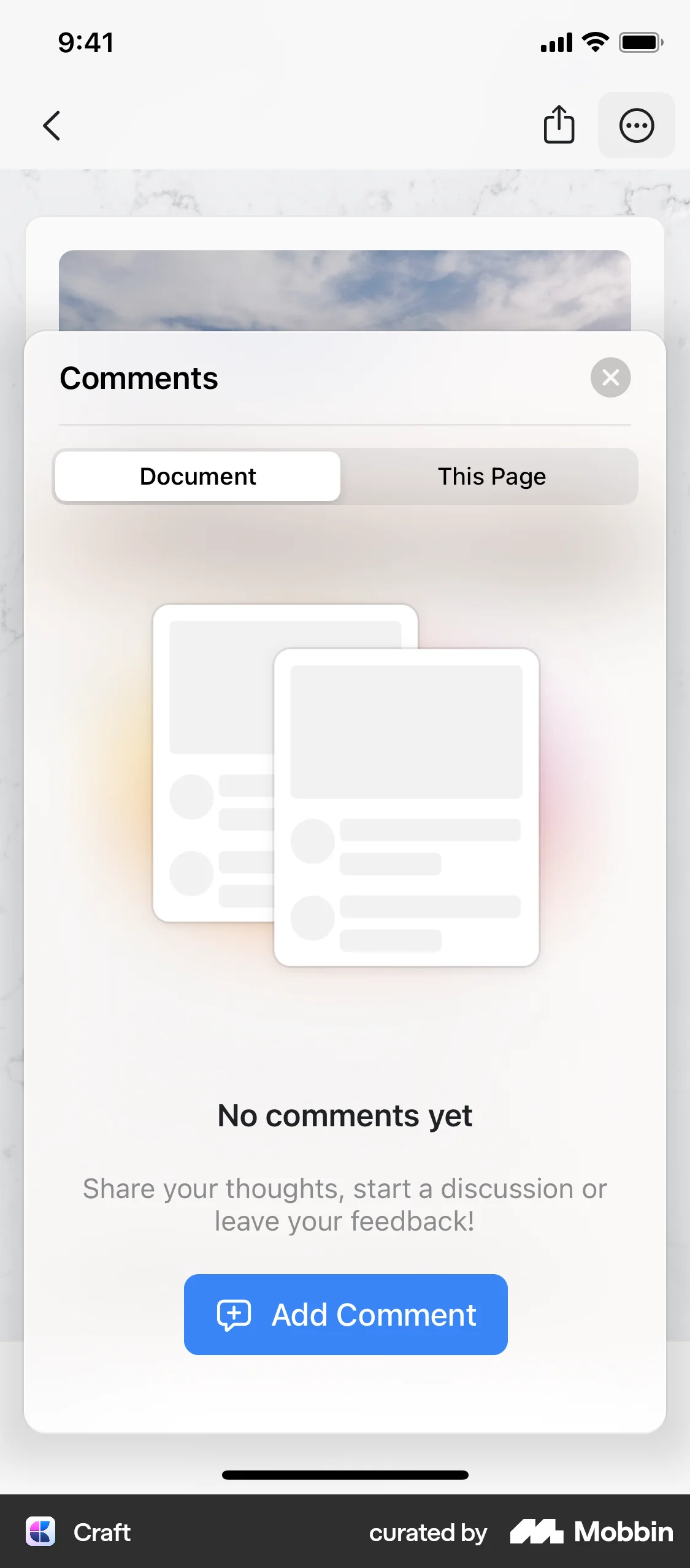 Craft iOS Comments screen