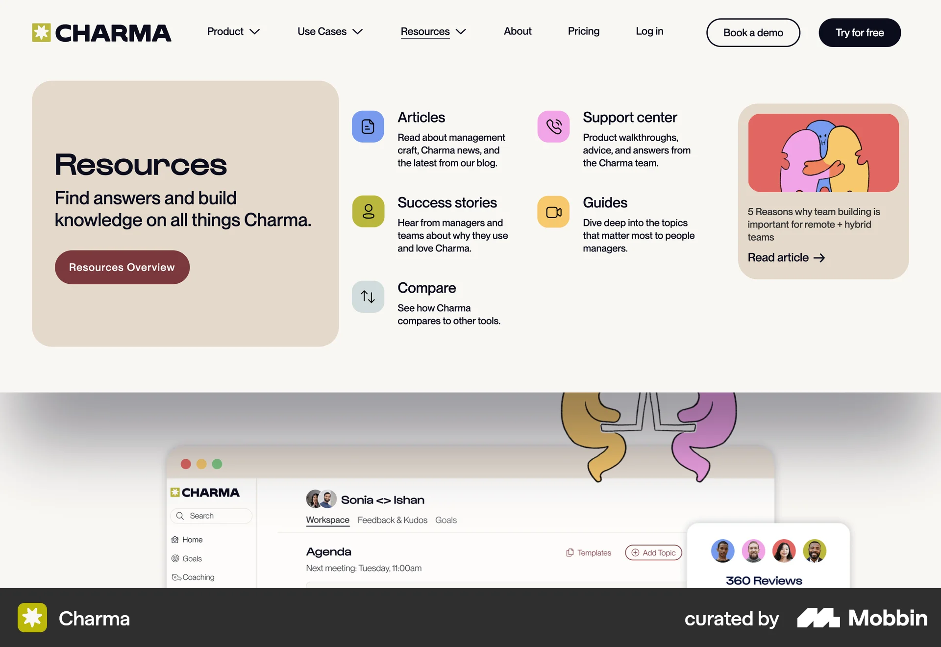 Charma Web screen containing Navigation Menu UI element