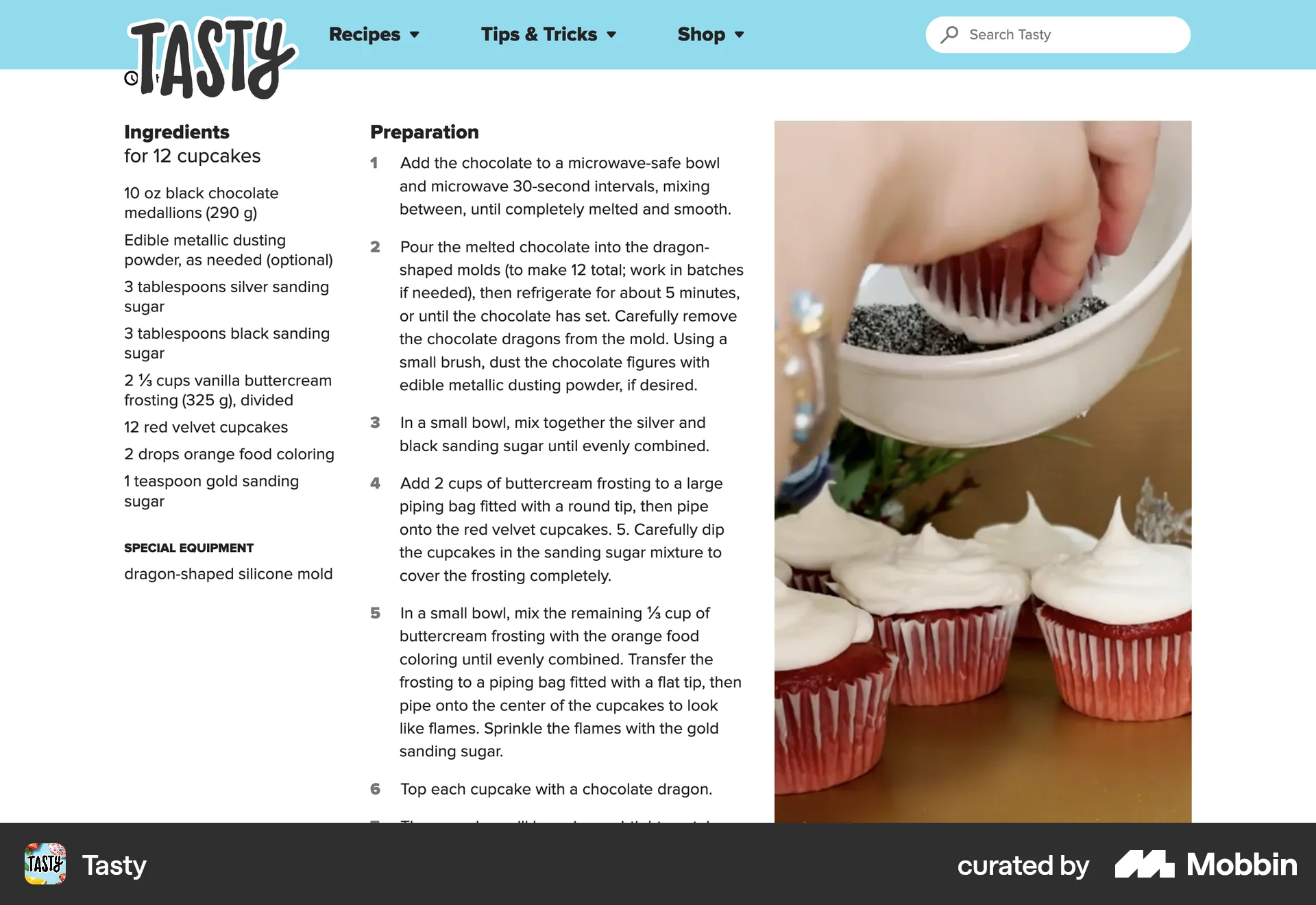Tasty Web Recipe Detail screen