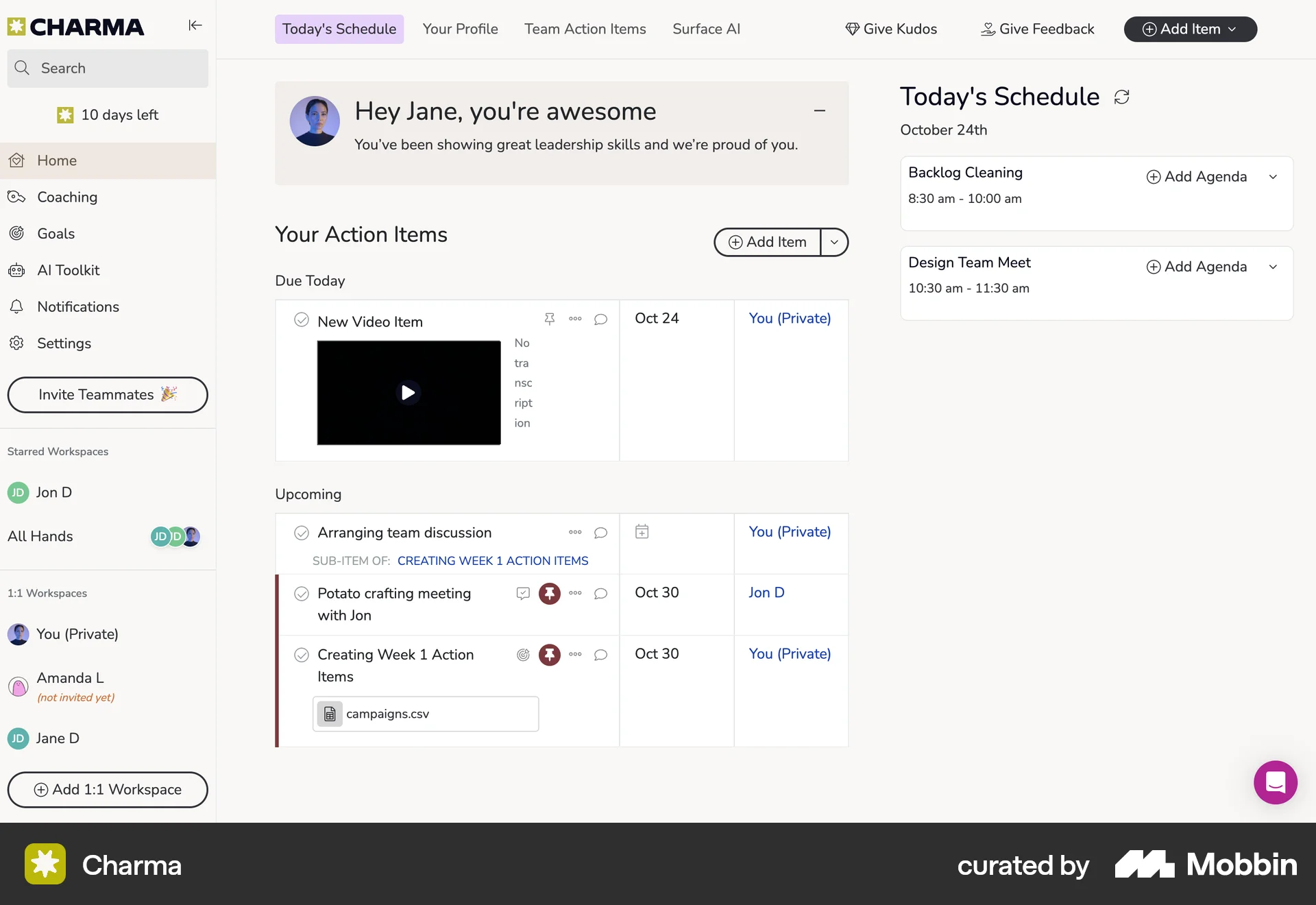 Charma Web Multi-Column Layout screen