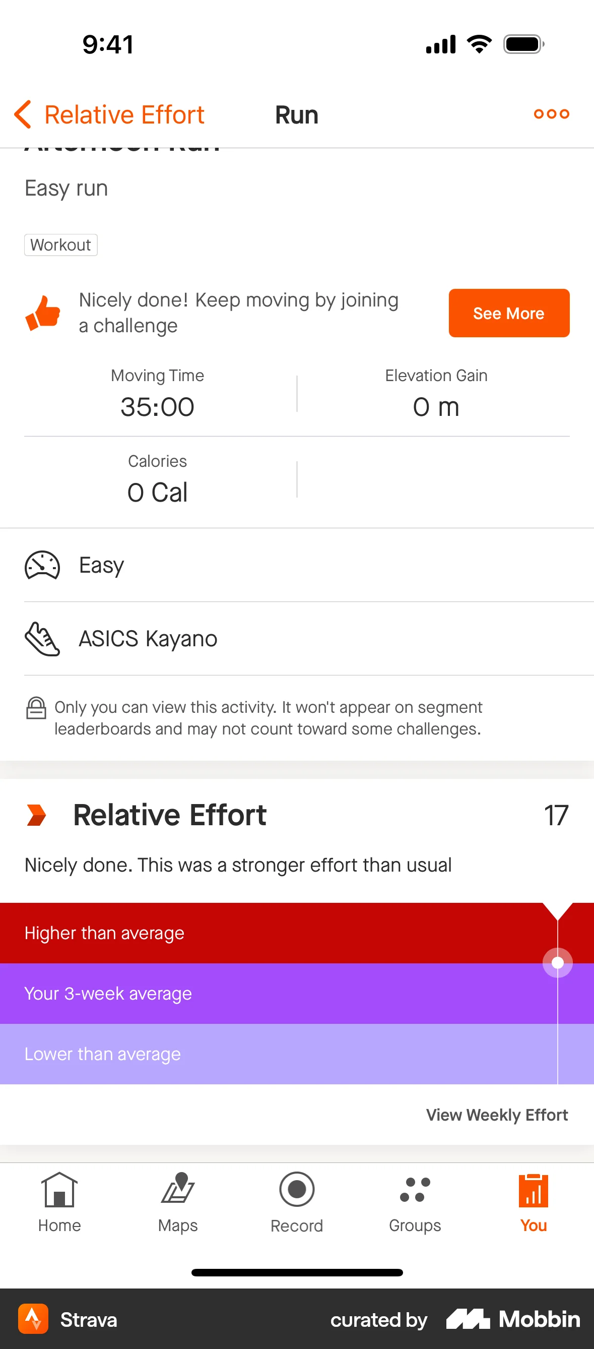 Strava iOS Charts screen