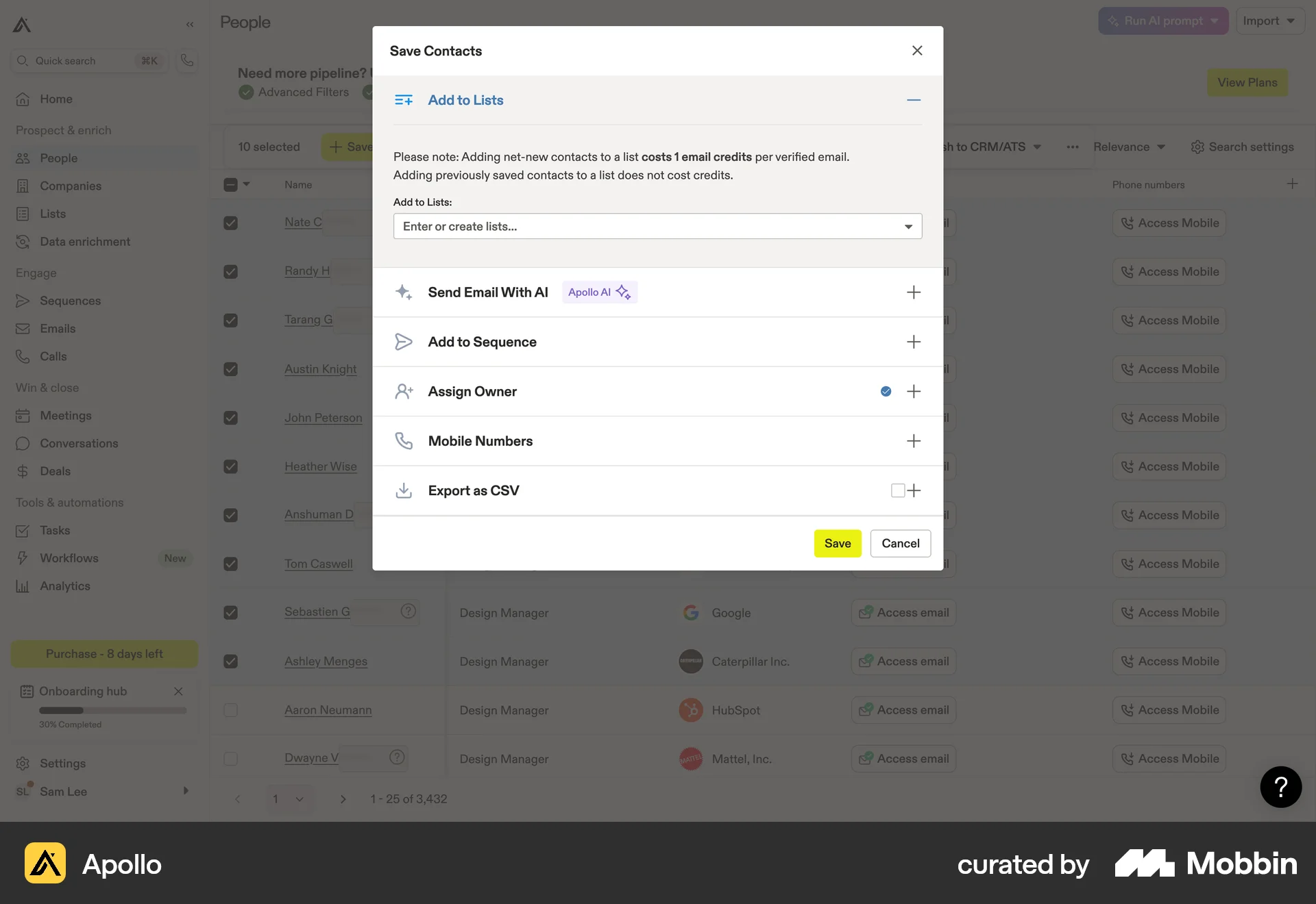 Apollo Web screen containing Accordion UI element