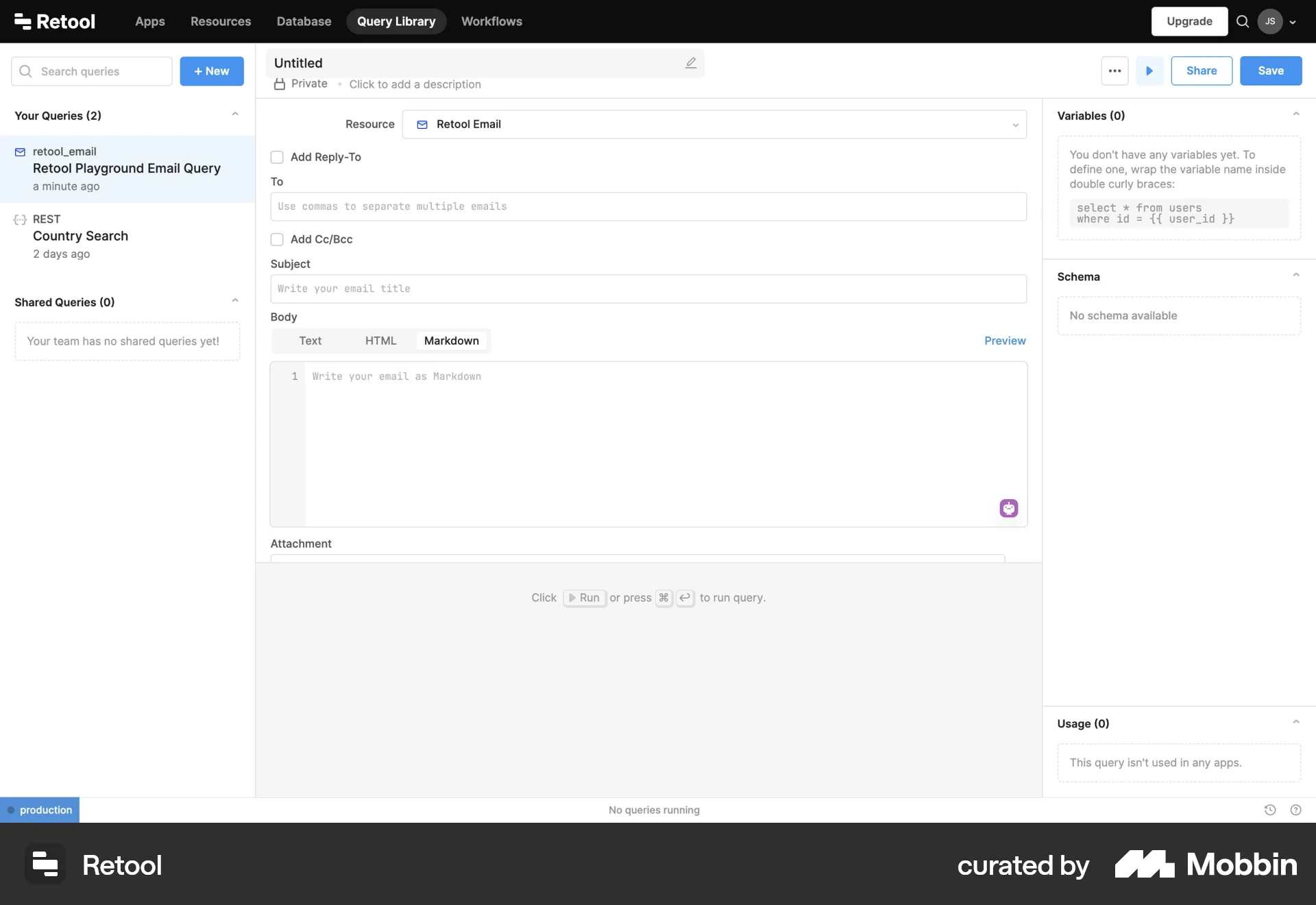 Retool Web screen containing Editable Text UI element