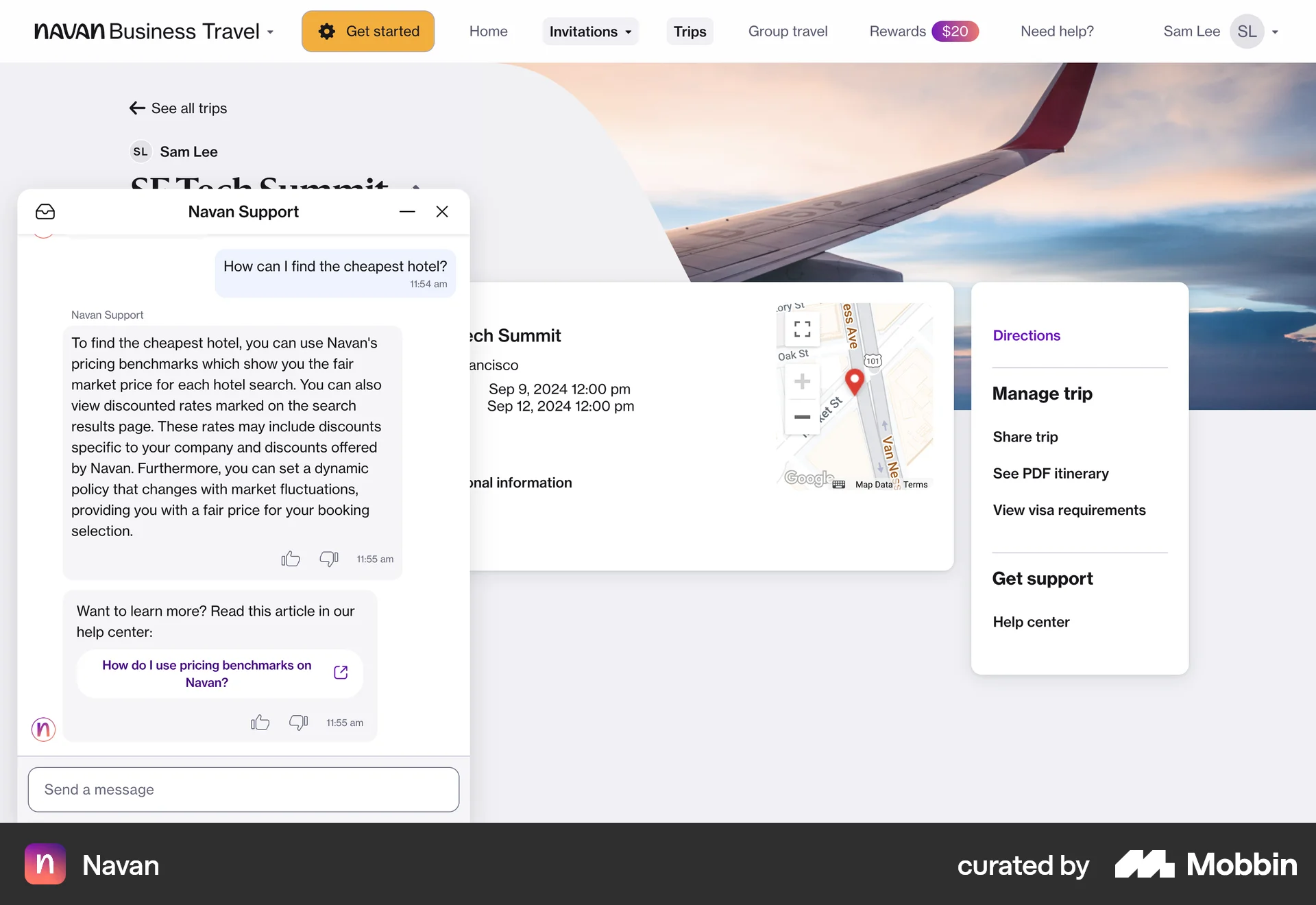 Navan Web screen containing Rating Control UI element