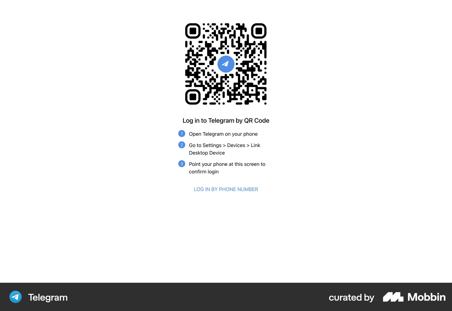 Telegram Web Communication App screen