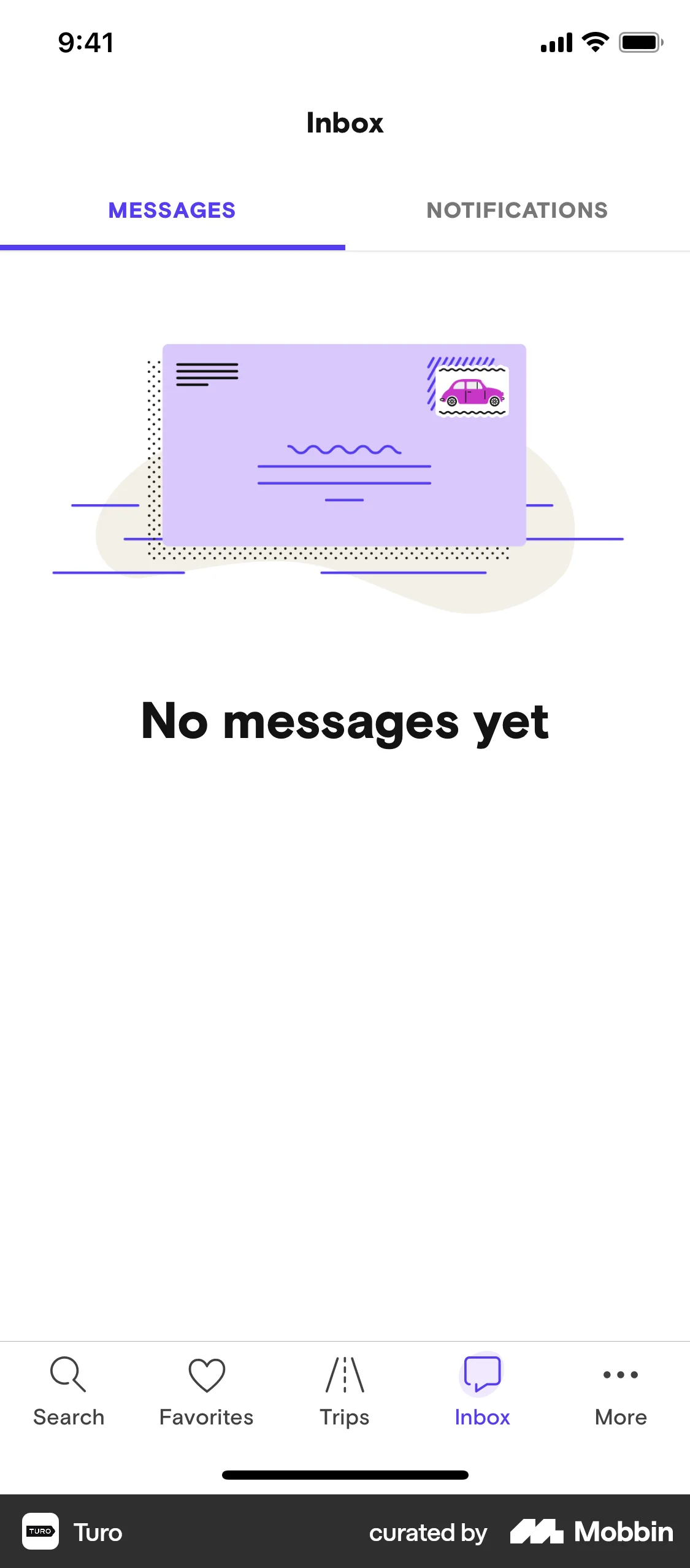 Turo iOS Emails & Messages screen