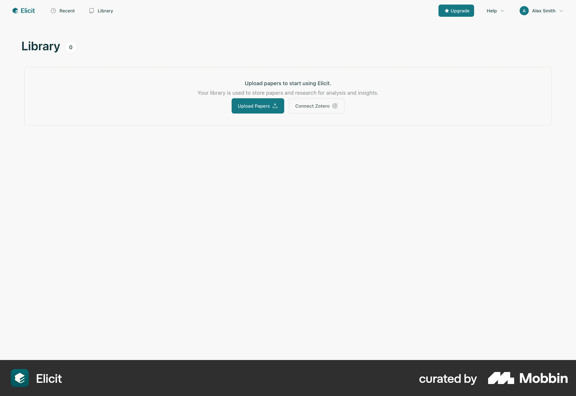 Elicit Web screen containing File Upload UI element
