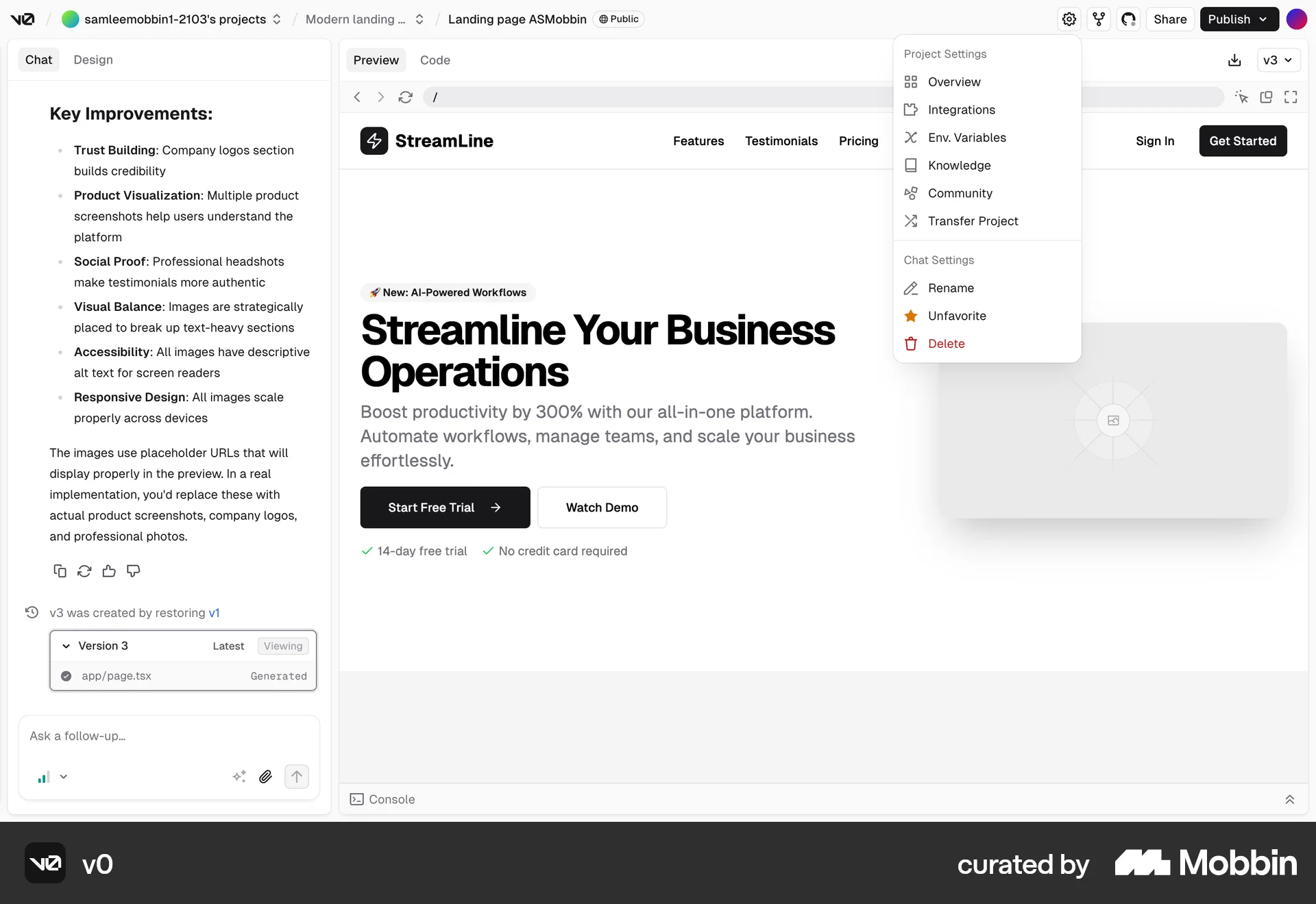 v0 Web Favorite & Pin screen
