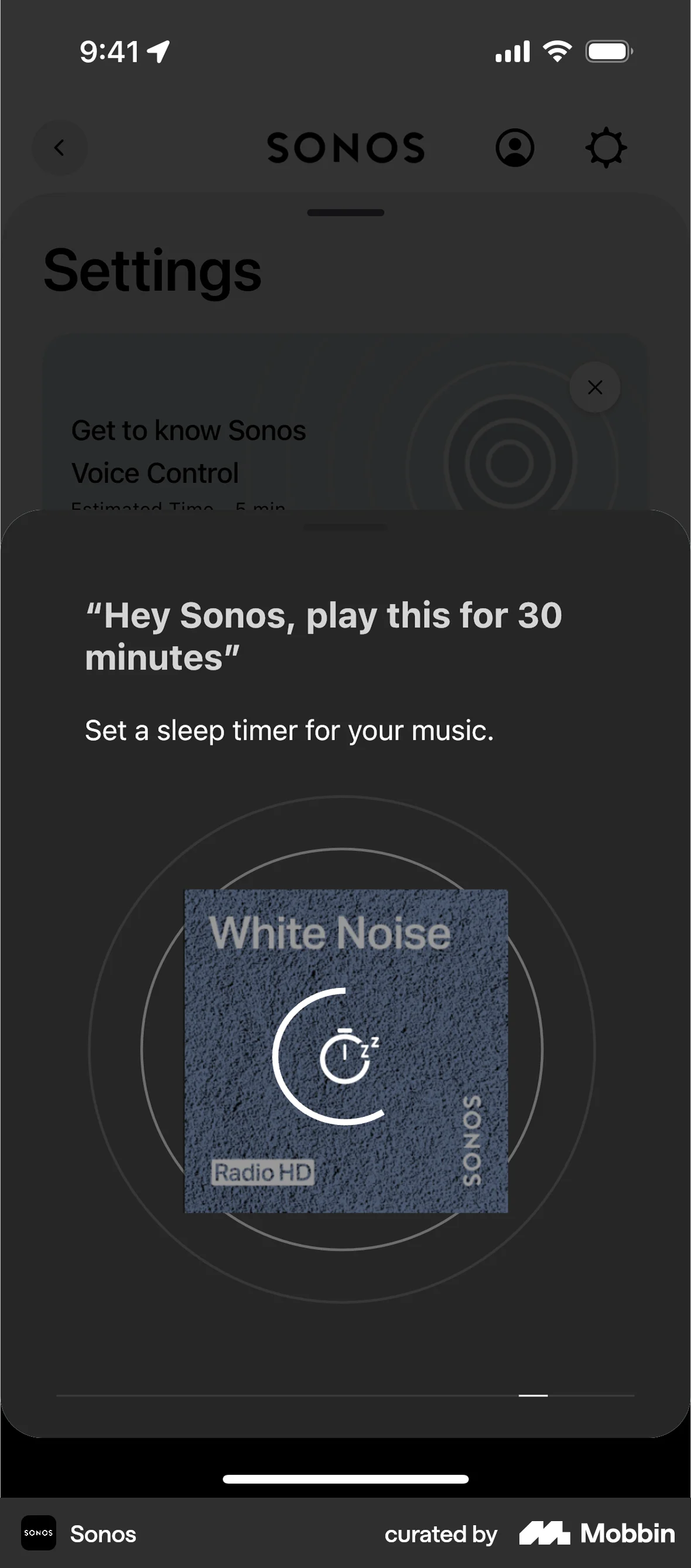 Sonos iOS screen containing Coach Marks UI element