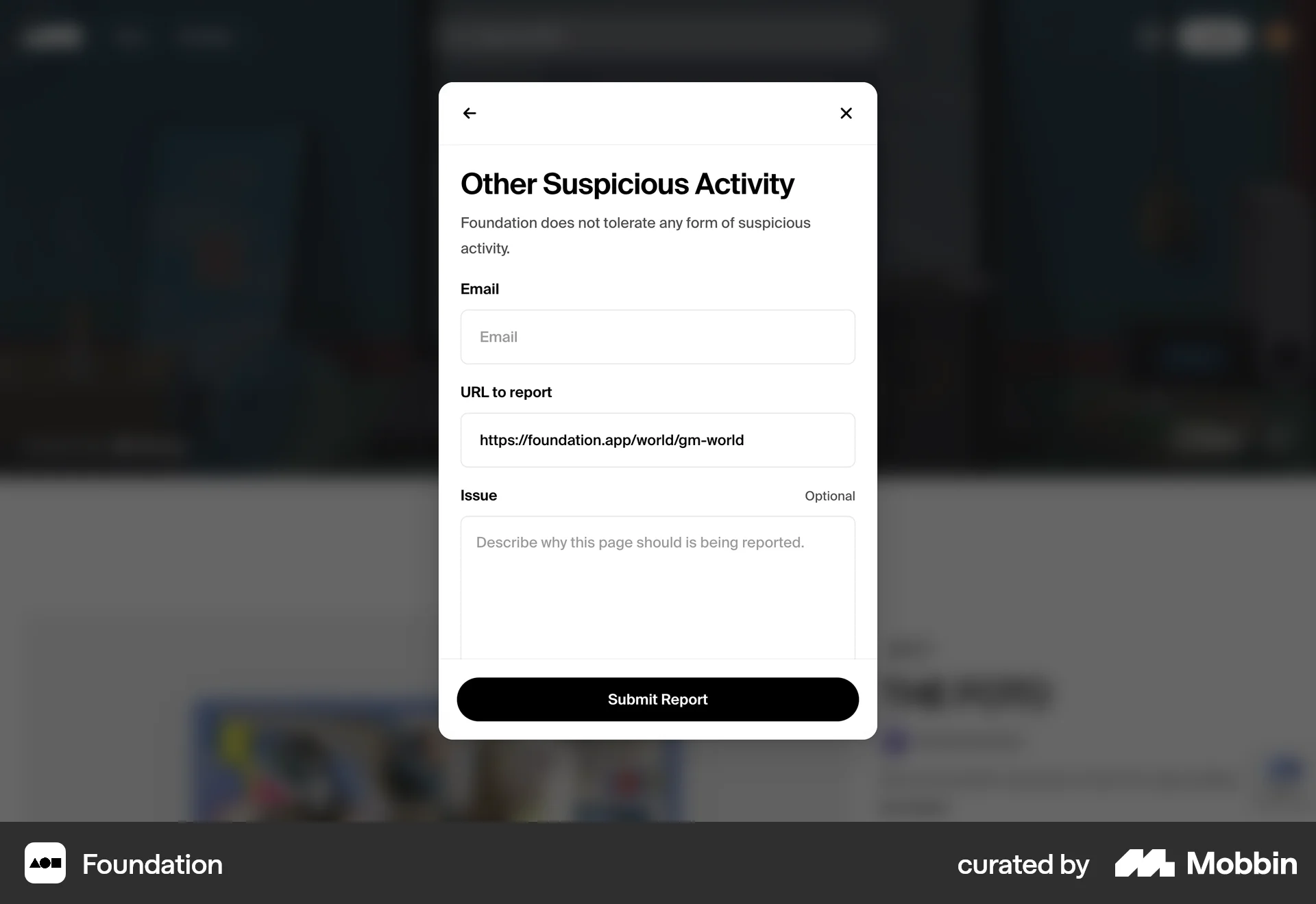 Foundation Web Flag & Report screen