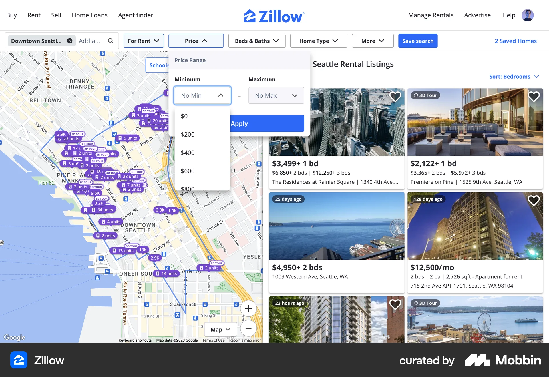 Zillow Web Real Estate App screen