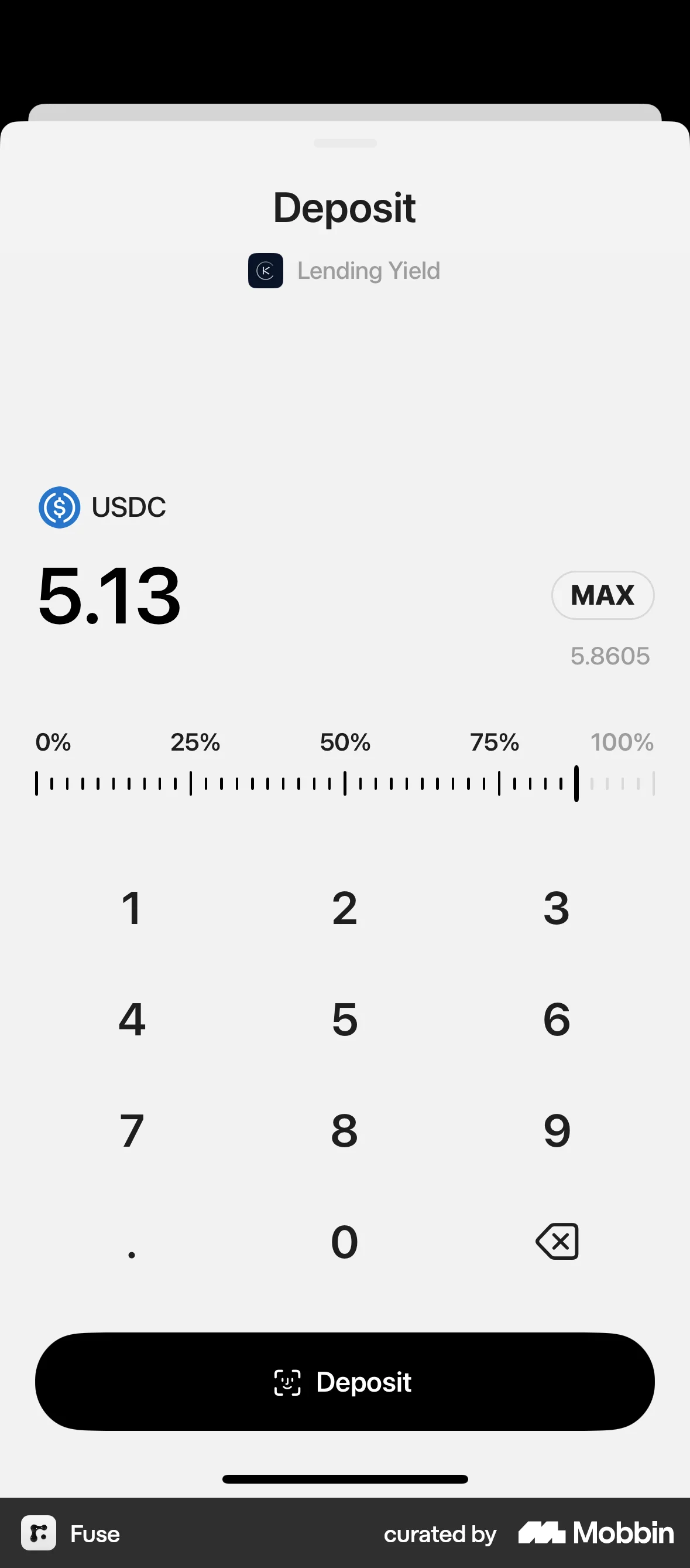 Fuse iOS screen containing Slider UI element
