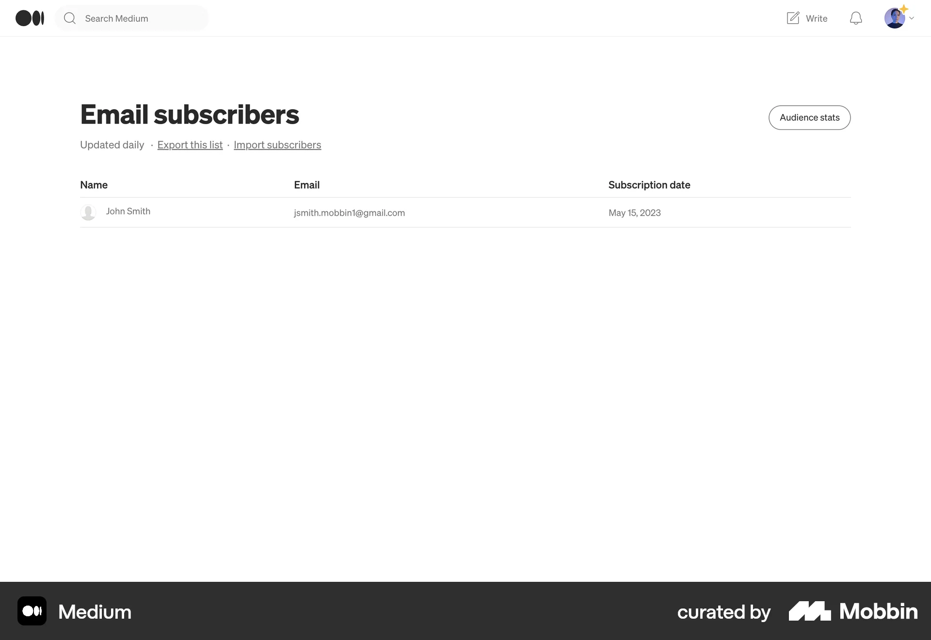 Medium Web Followers & Following screen