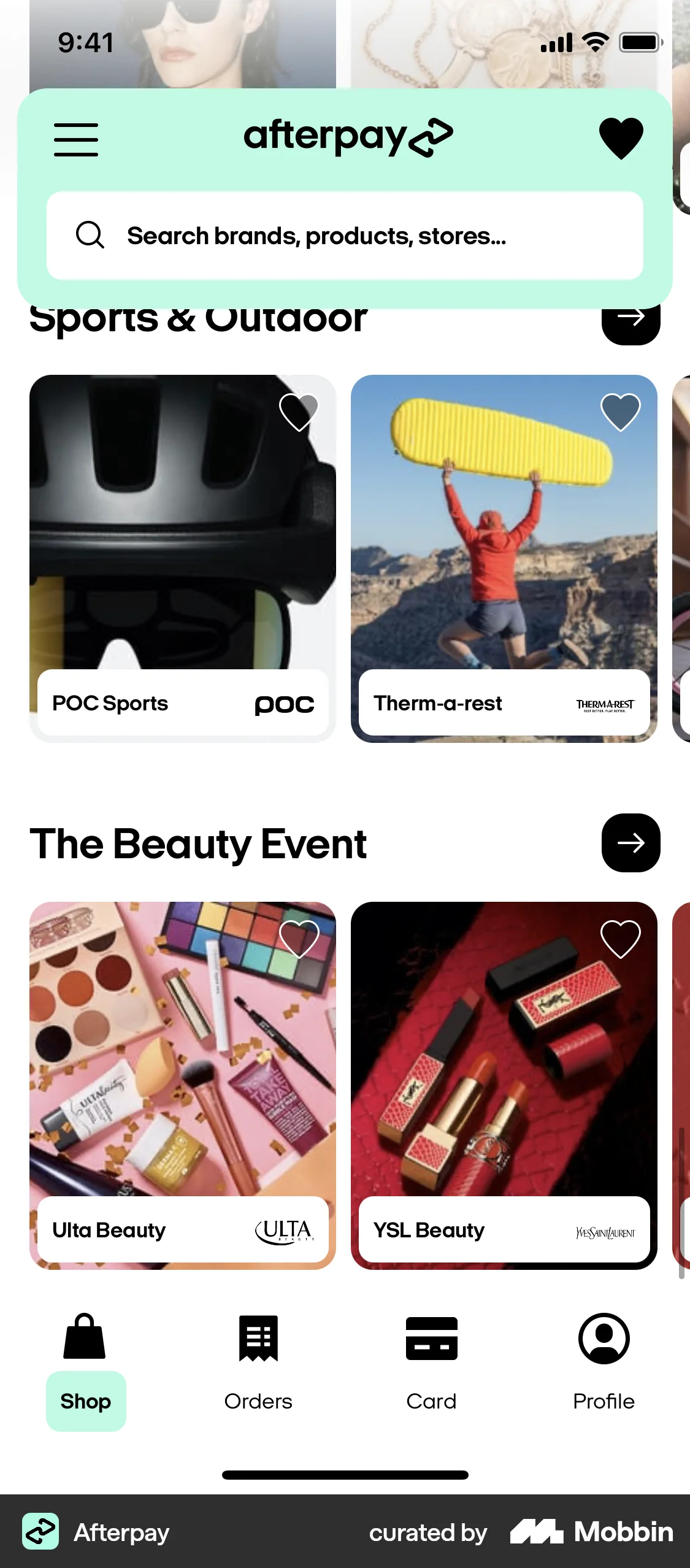 Afterpay iOS Shop & Storefront screen