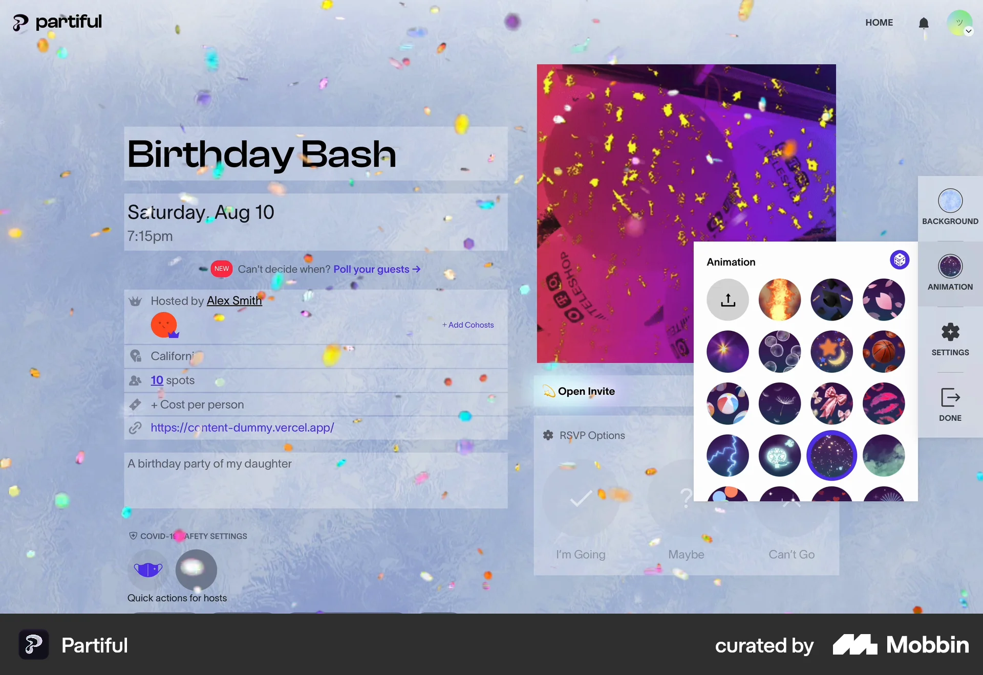 Partiful Web Lifestyle App screen