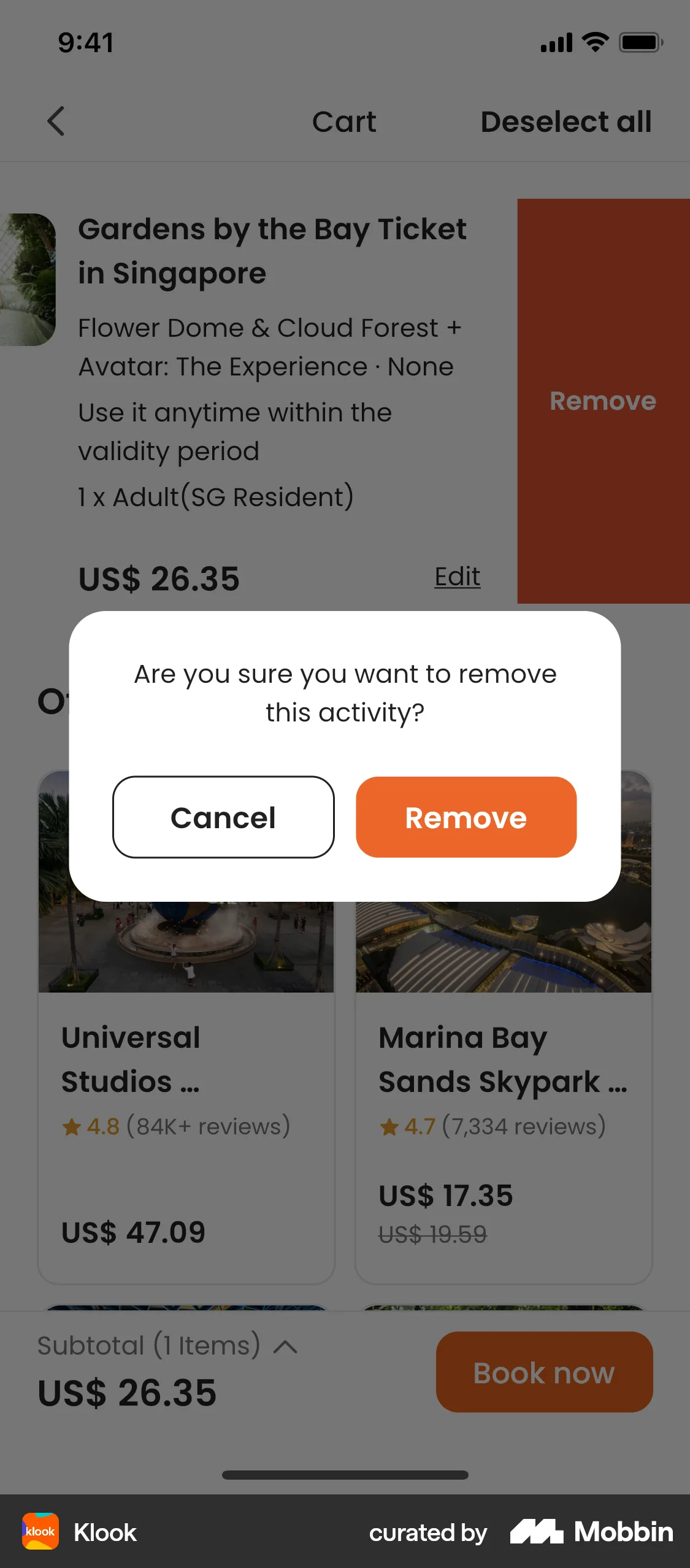 Klook iOS Delete screen