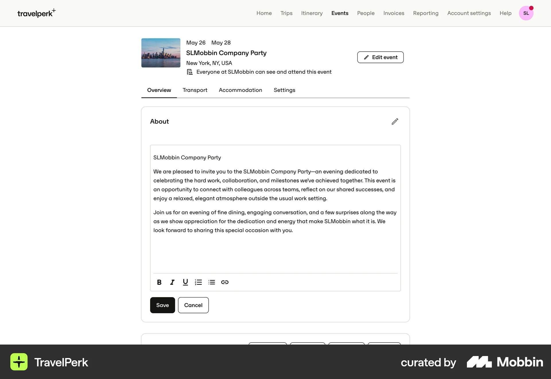 TravelPerk Web screen containing Text Field UI element