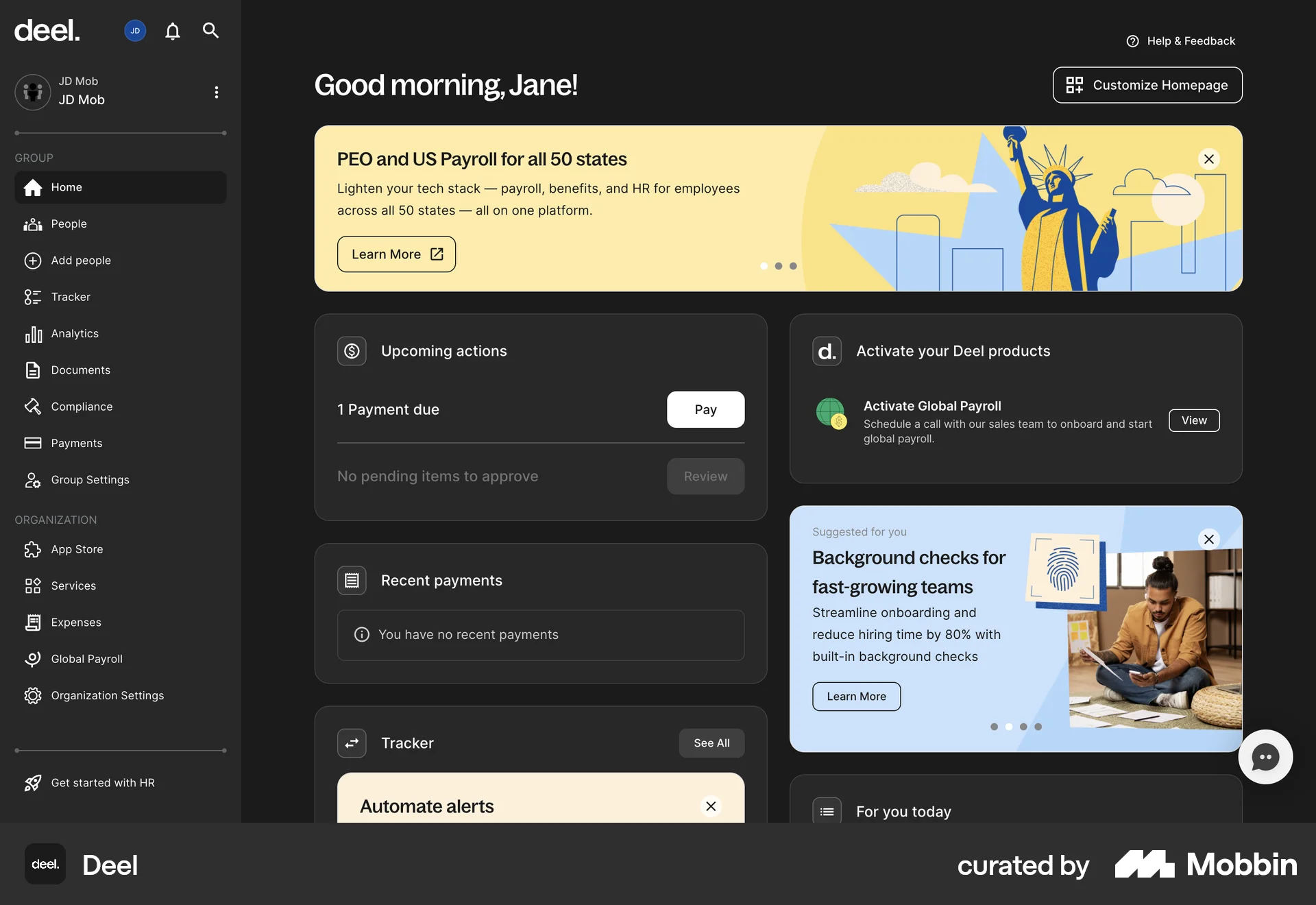 Deel Web Dark Mode screen