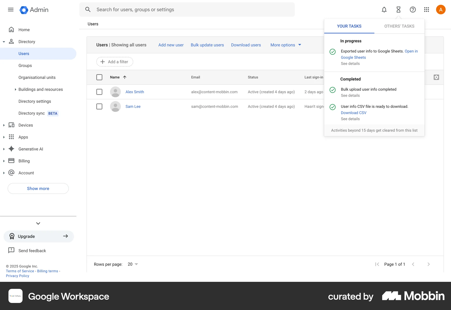 Google Workspace Web Admin Dashboard screen
