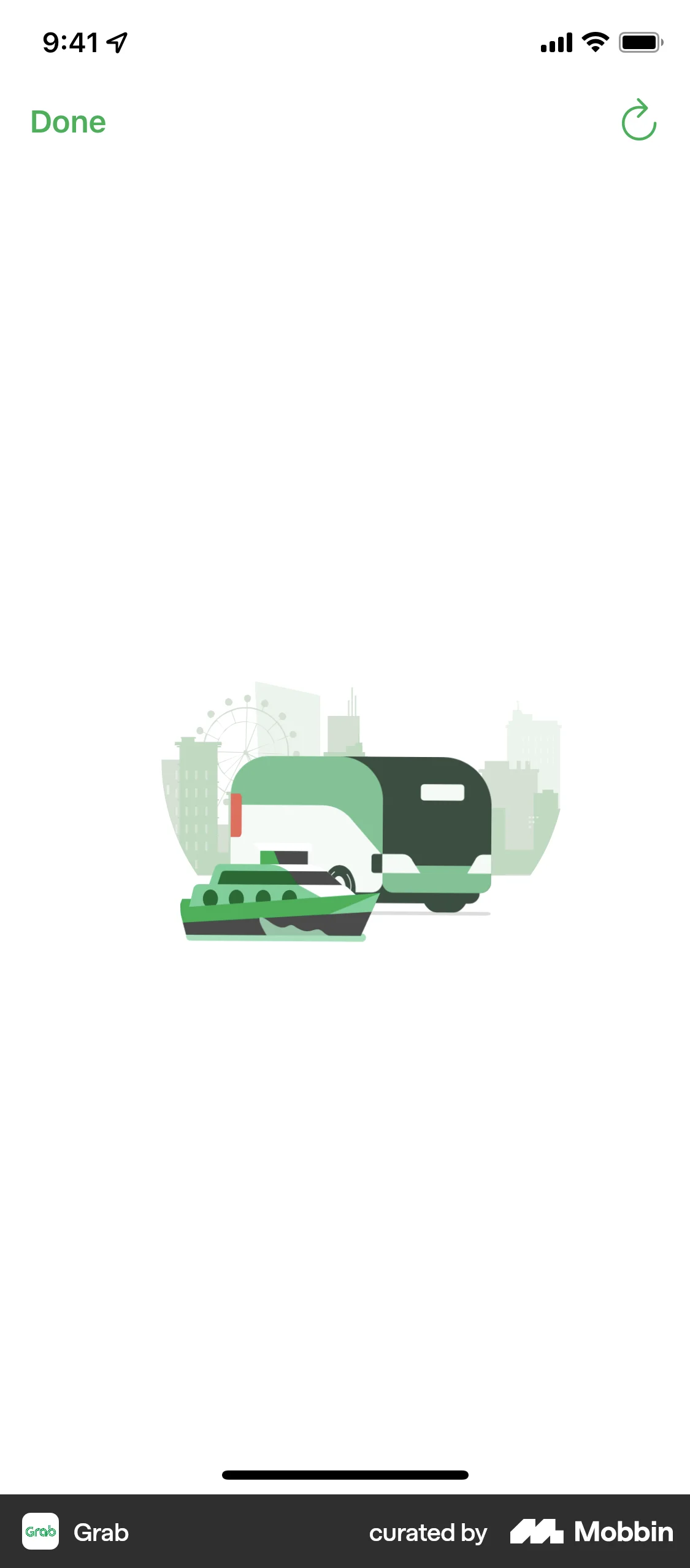 Grab iOS screen containing Loading Indicator UI element