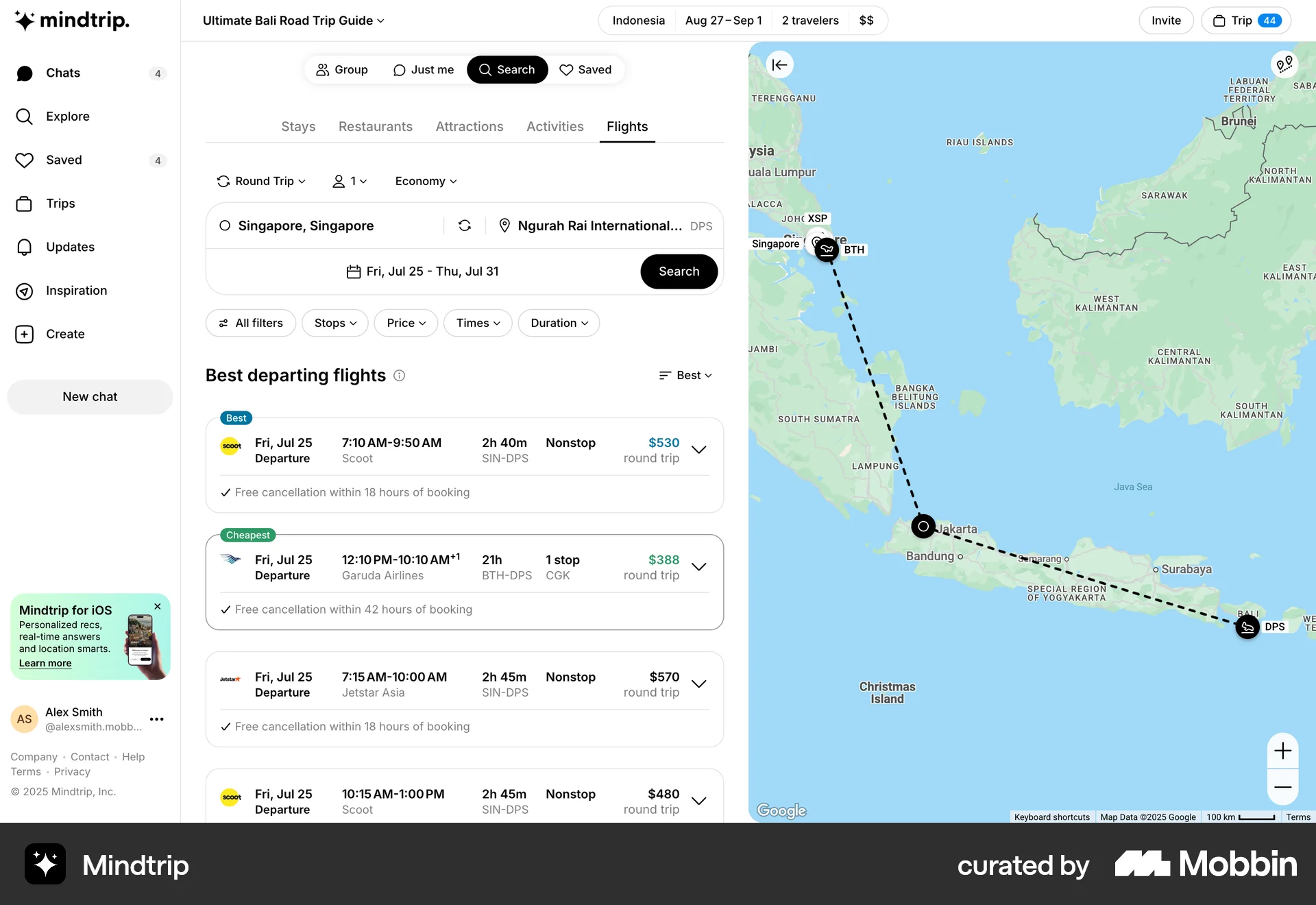 Mindtrip Web Pricing screen
