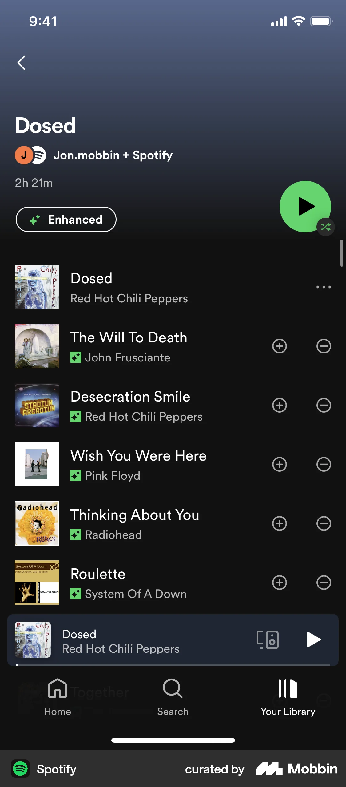 Spotify iOS Playlists screen