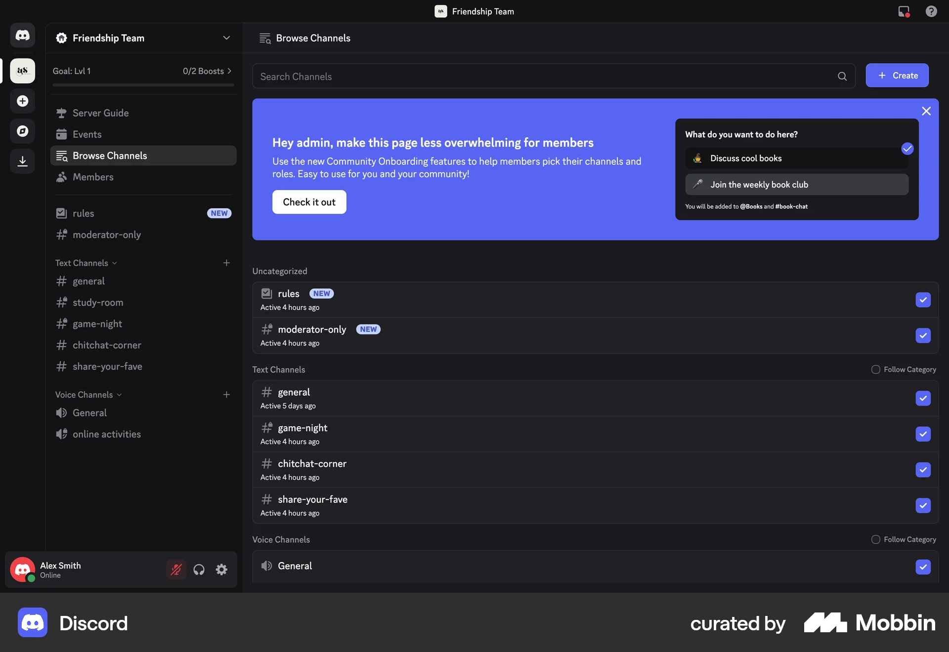 Discord Web Browse & Discover screen