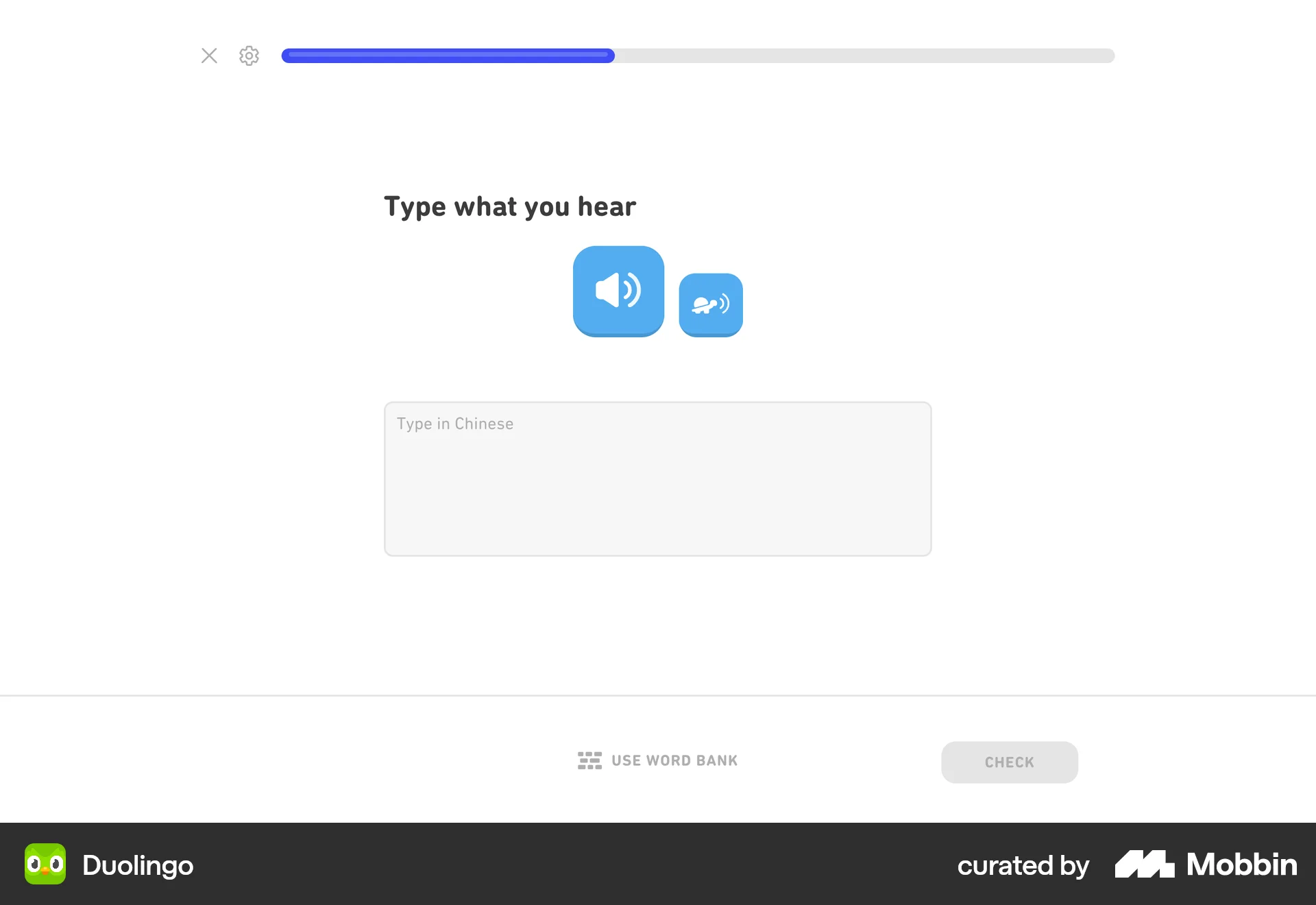 Duolingo Web Quiz screen
