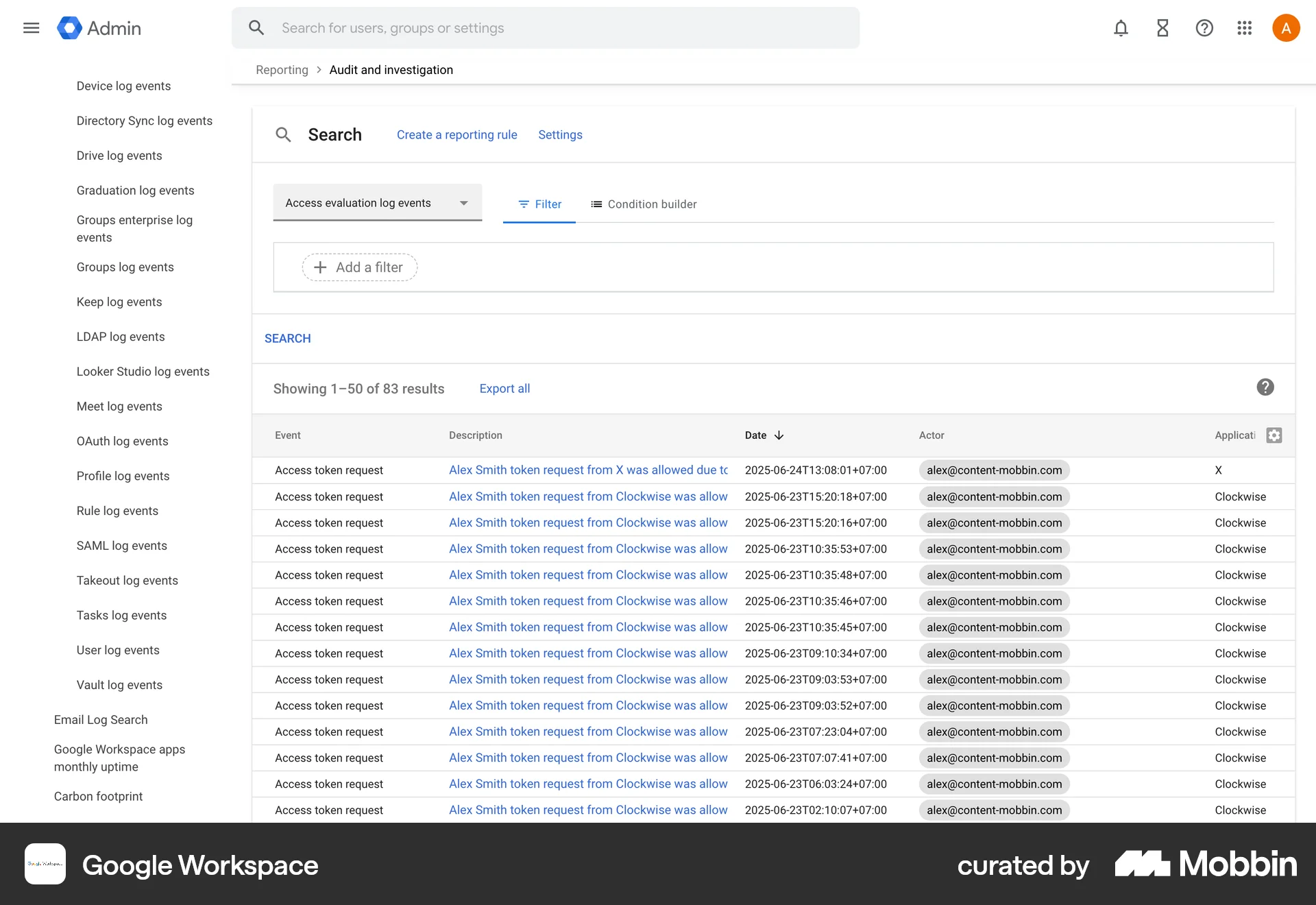Google Workspace Web Date & Time screen