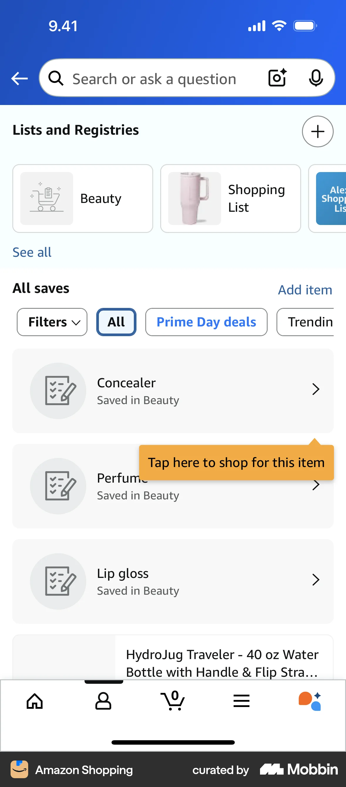 Amazon Shopping iOS Guided Tour & Tutorial screen