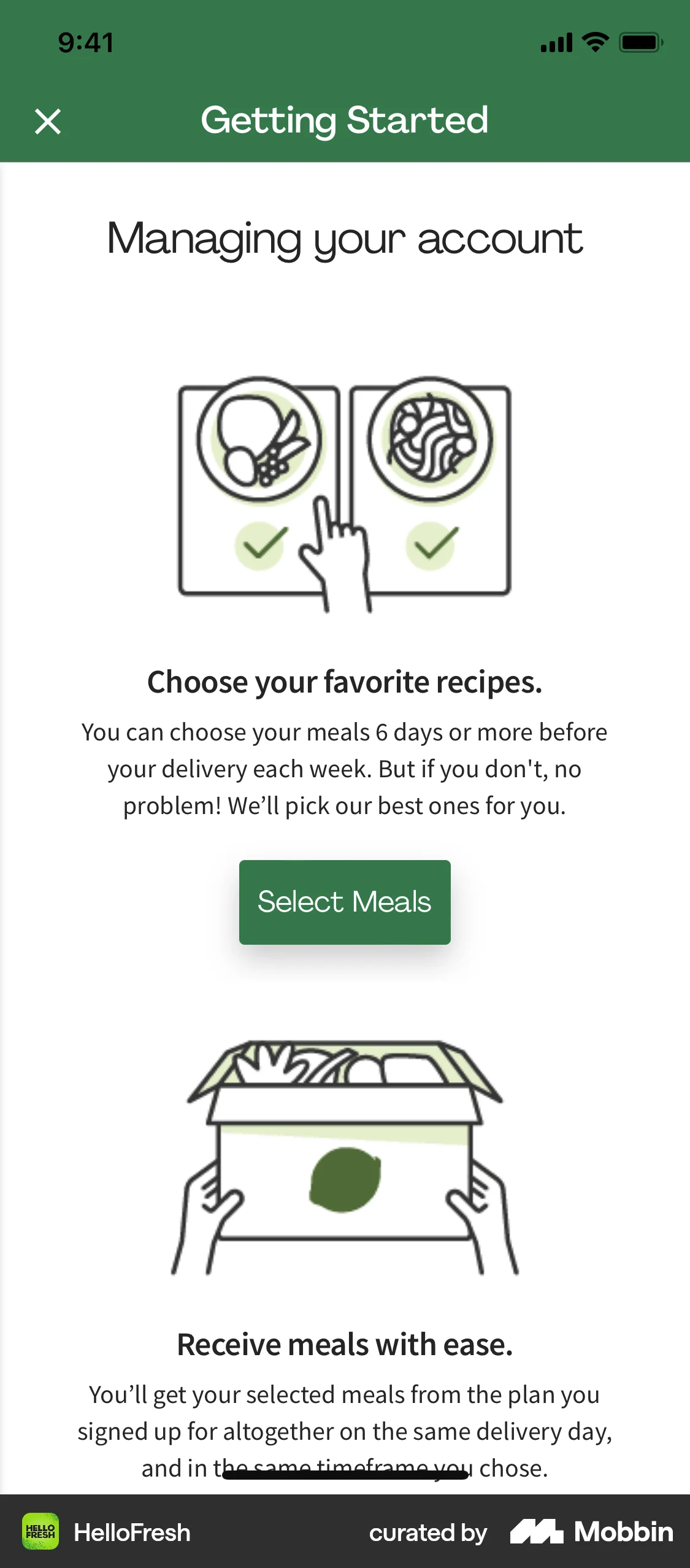 HelloFresh iOS Browser screen