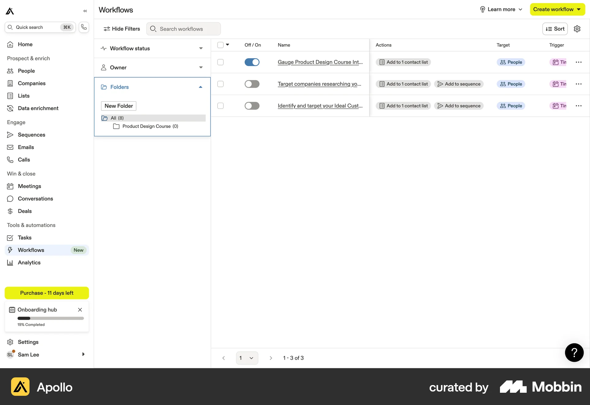 Apollo Web Bookmarks & Collections screen